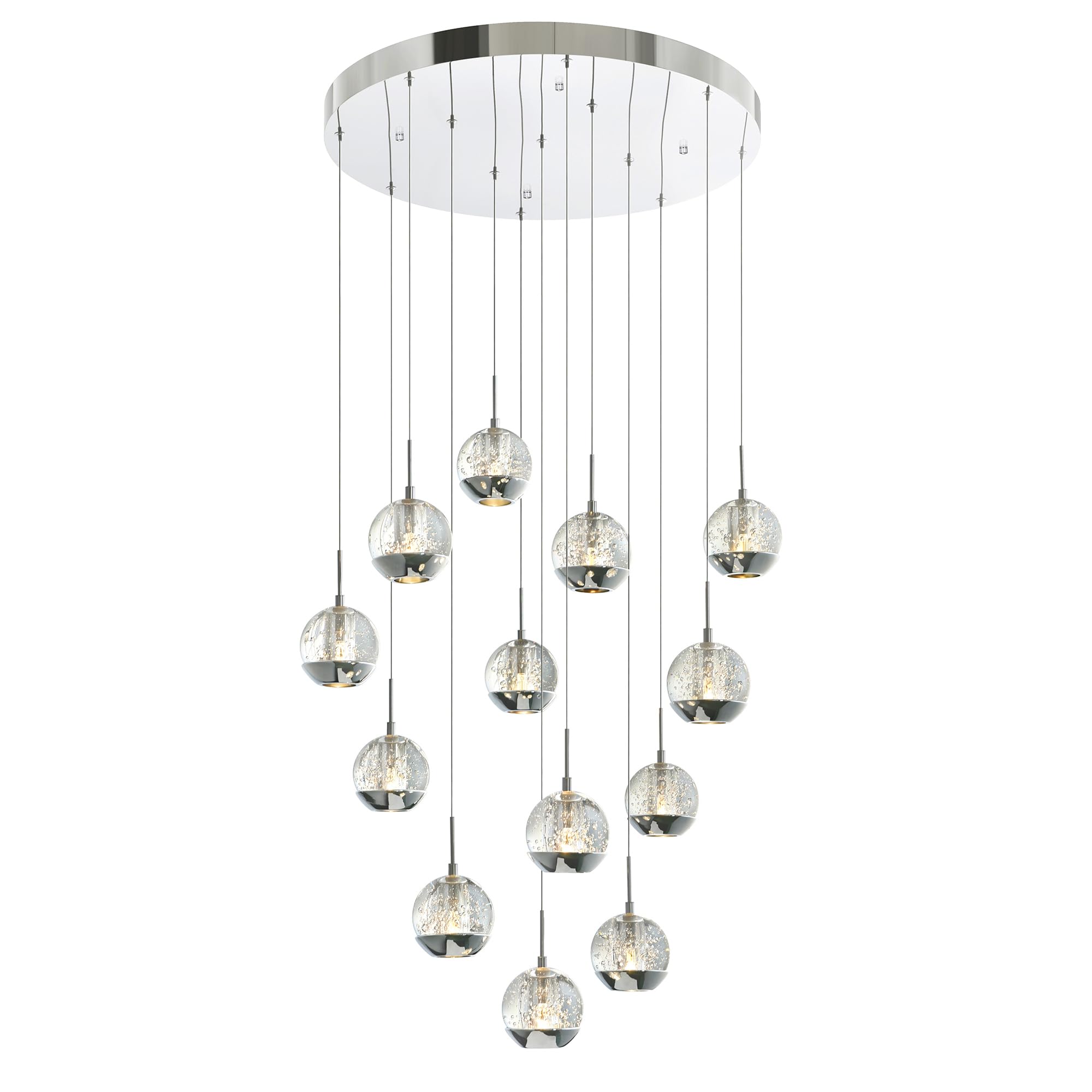 CWI Lighting Perrier 13-Light Modern Chandelier with Chrome Finish - Perfect for Dining Room, Kitchen Island, or Foyer Lighting