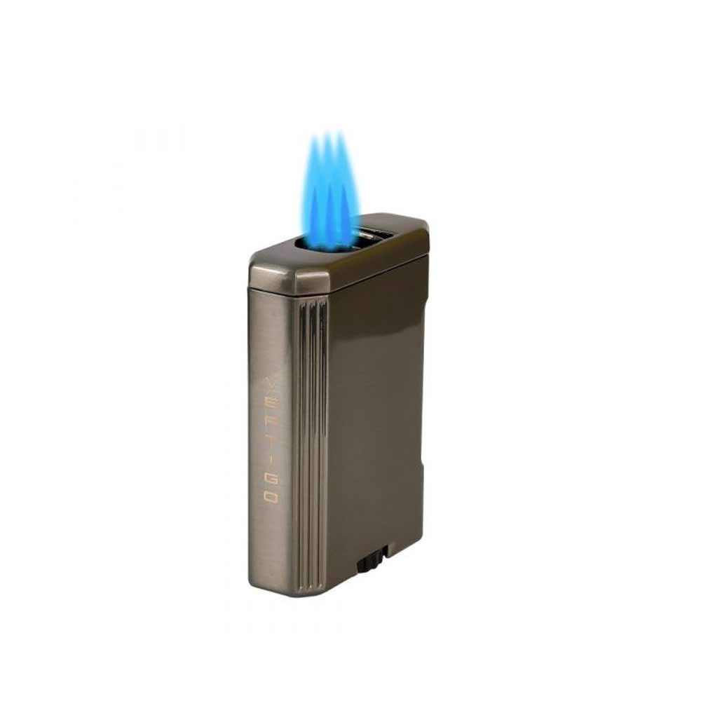 Street Holes Vertigo Intrigue Triple Jet Flame Lighter in Gunmetal - Perfect for Cigars, Camping & Outdoor Adventures