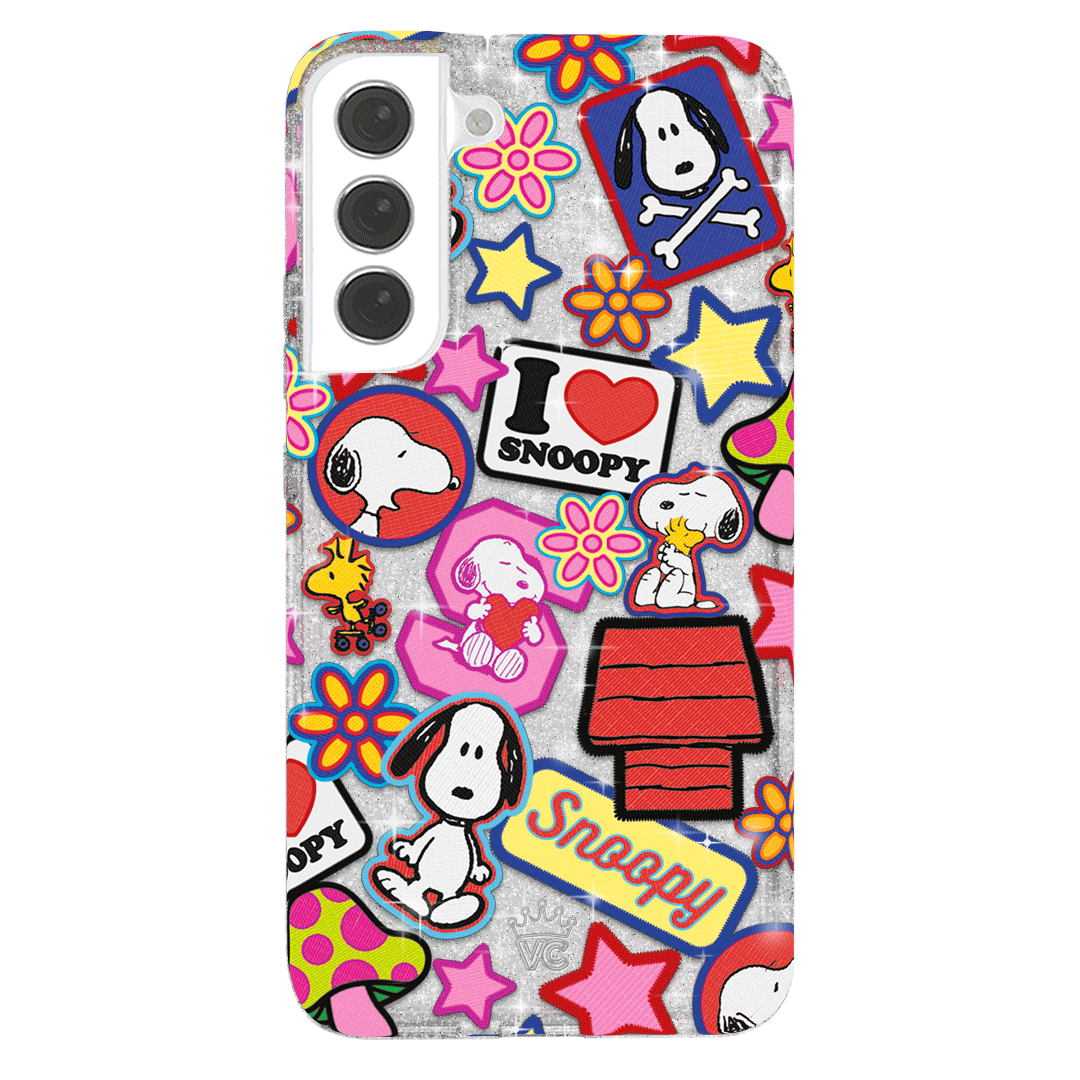 Snoopy Glitter Patchwork Phone Case for Samsung Galaxy - Cute Cartoon Protective Cover for Daily Use & Gift Giving