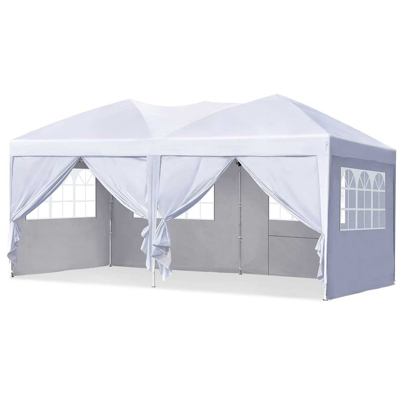 10'x20' Heavy Duty Canopy Tent with 6 Removable Sidewalls - Waterproof Outdoor Party Tent for Weddings, BBQ, Backyard Events & Camping - Commercial Grade Gazebo Shelter Pavilion for Catering & Festivals