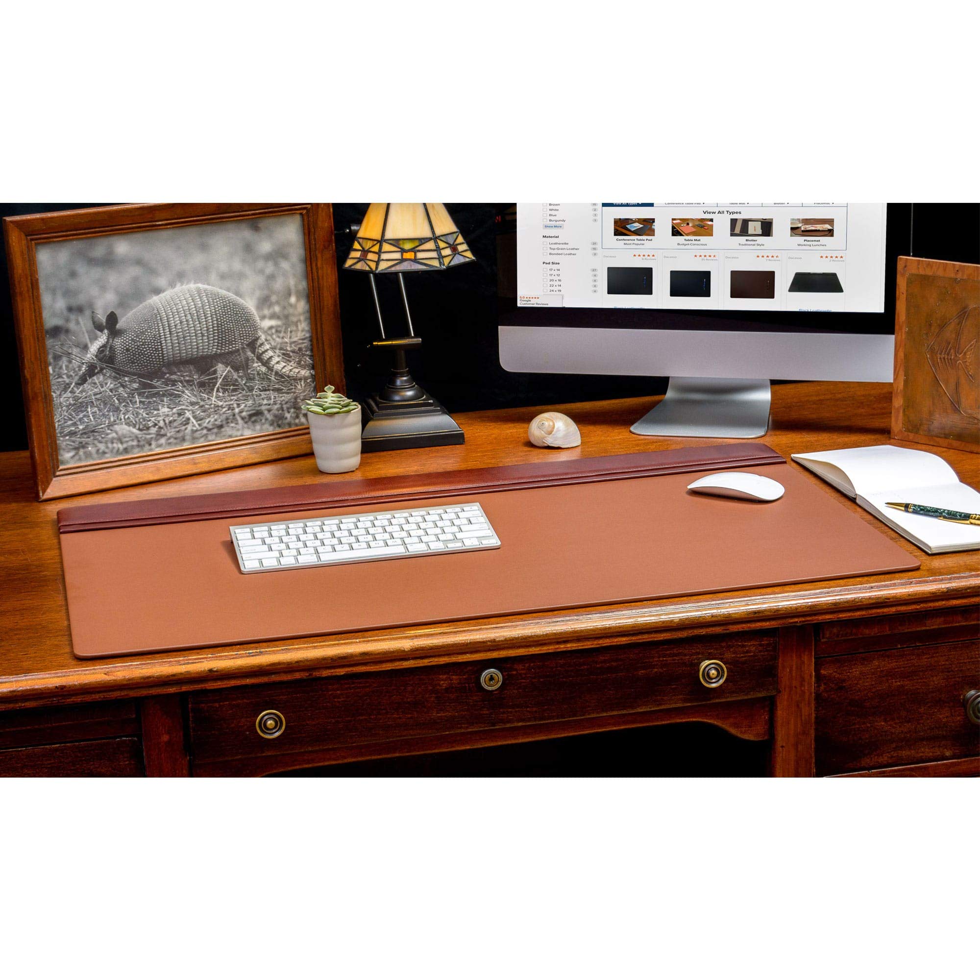 Premium Dacasso Classic Leather Desk Pad - 34 x 20 Inches, Mocha Brown - Non-Slip Office Desk Protector for Writing, Mouse & Keyboard Use - Perfect for Home Office, Study & Workspace Organization