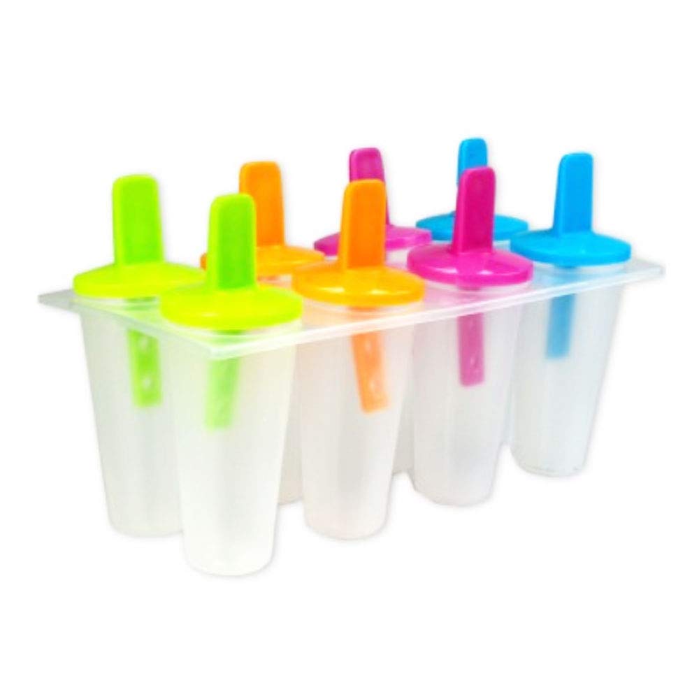 8-Piece Freezer Ice Pop Maker Mold Set - BPA-Free Popsicle & Ice Cream Dessert Molds for Homemade Frozen Treats, Cake Decorations (Pink) - Perfect for Summer Parties, Kids Snacks & DIY Desserts