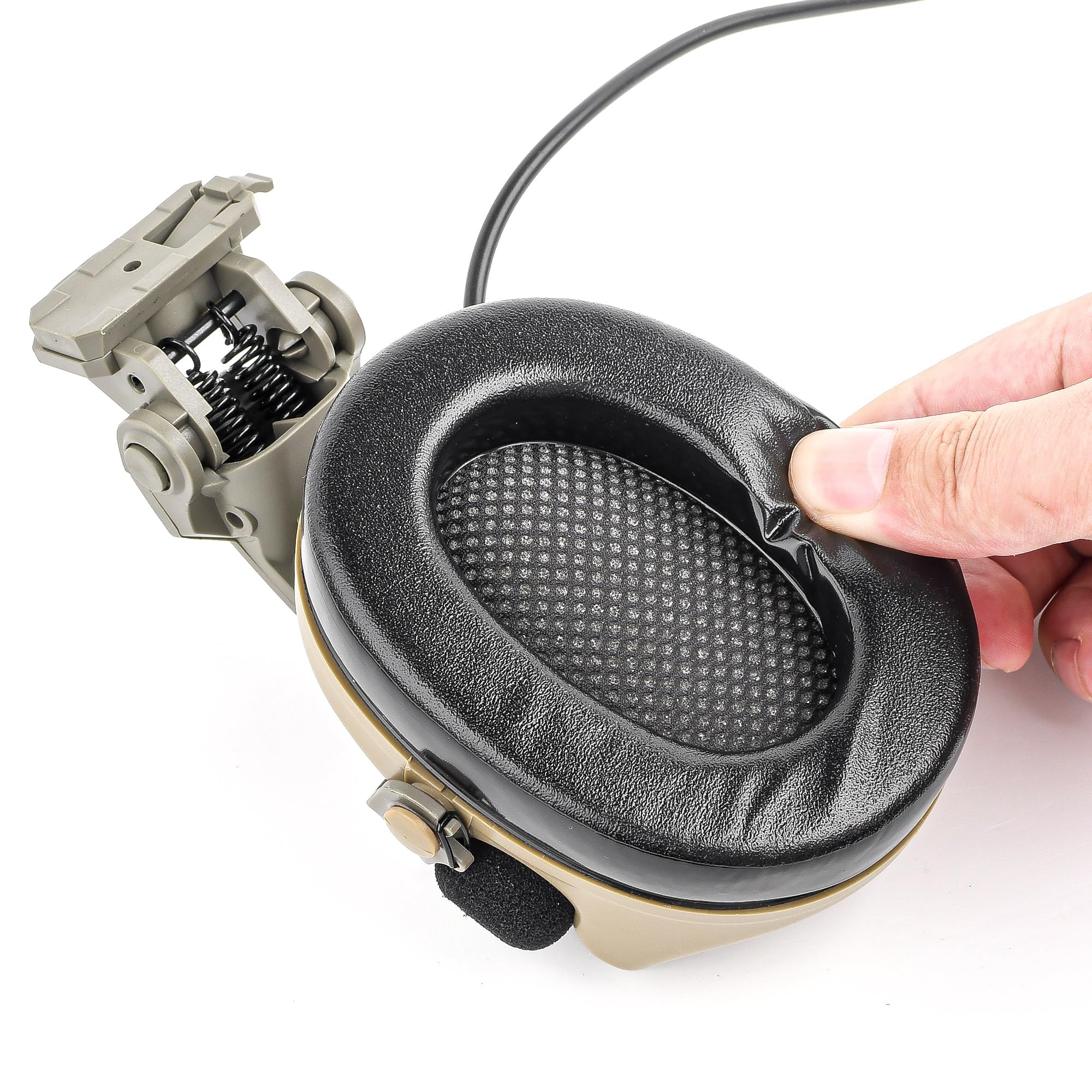 Tactical Headset with Arc Rail Adapter - Noise Cancelling Communication Headset with U94 PTT Kenwood 2 Pin Connector for Military, Airsoft & Outdoor Activities - Compatible with Arc Rail Helmets for Enhanced Team Communication