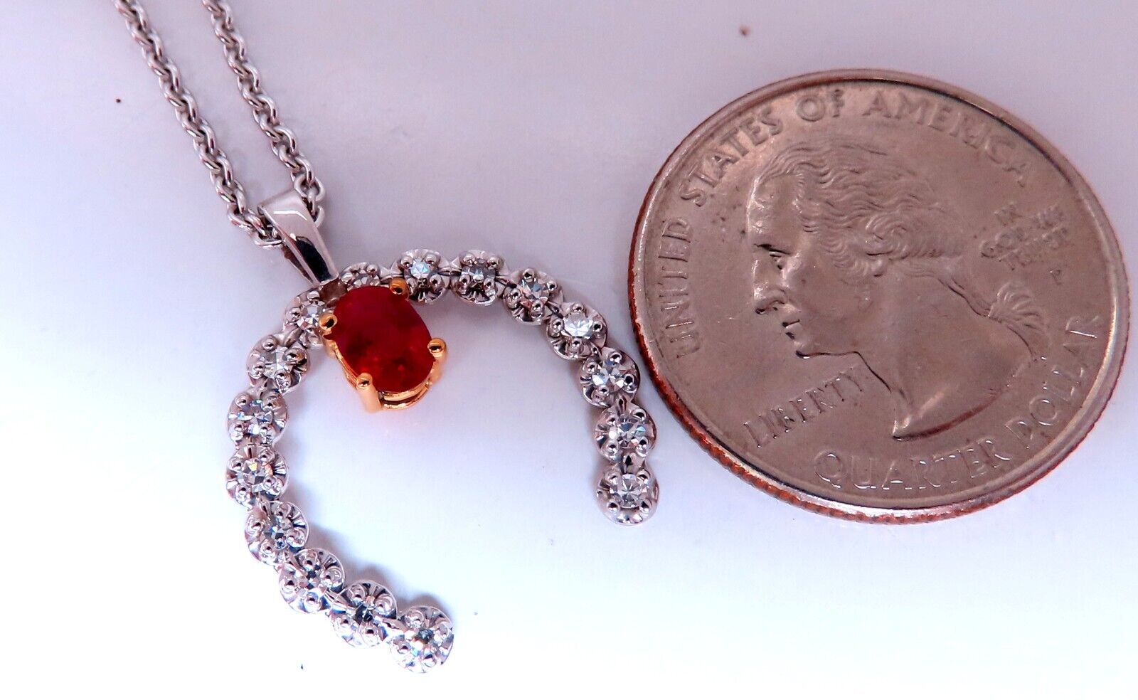 14kt Gold Horseshoe Natural Ruby Diamond Necklace for Women - Elegant Gift for Birthday, Anniversary & Special Occasions