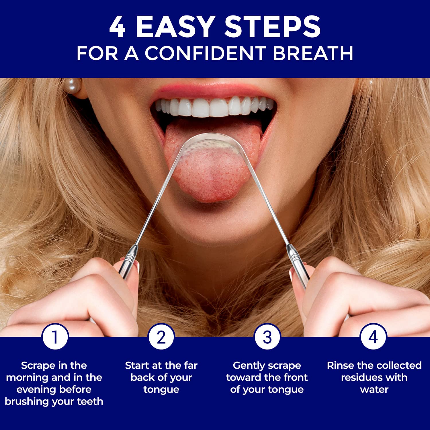 ORAVIX Stainless Steel Tongue Scraper & Cleaner for Adults & Kids - Fresh Breath & Oral Health Care - Perfect for Morning Routine & Travel Hygiene