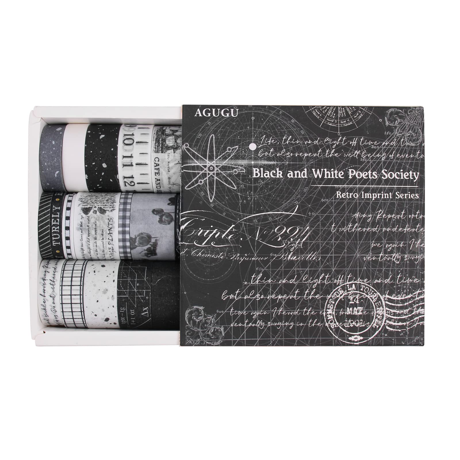 Gothic Aesthetic Black and White Washi Tape Set - 20 Rolls Japanese Decorative Tape for Scrapbooking, Journaling, Planner & DIY Crafts - Perfect for Bullet Journals, Gift Wrapping & Home Decor