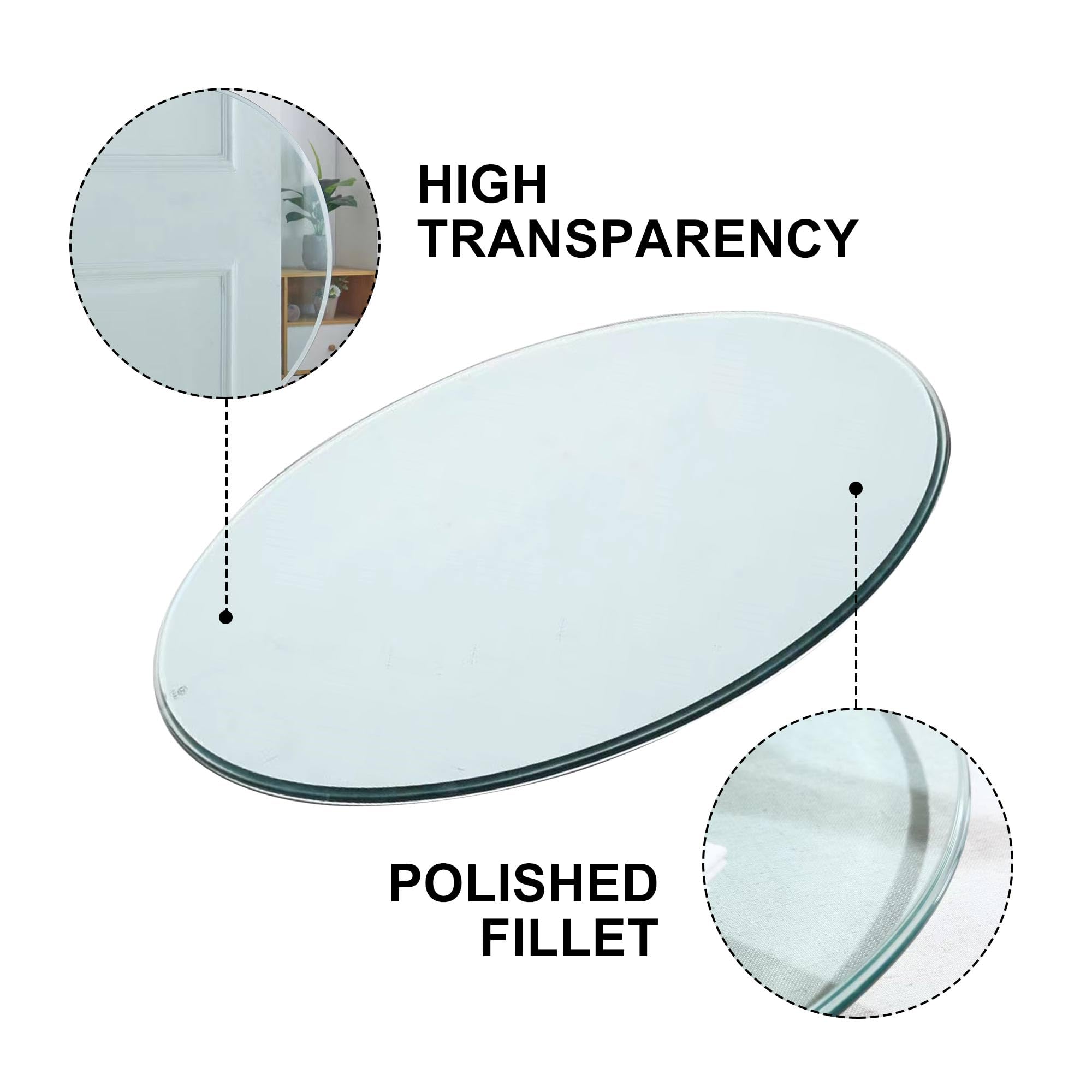 48 Inch Round Tempered Glass Table Top - 0.35