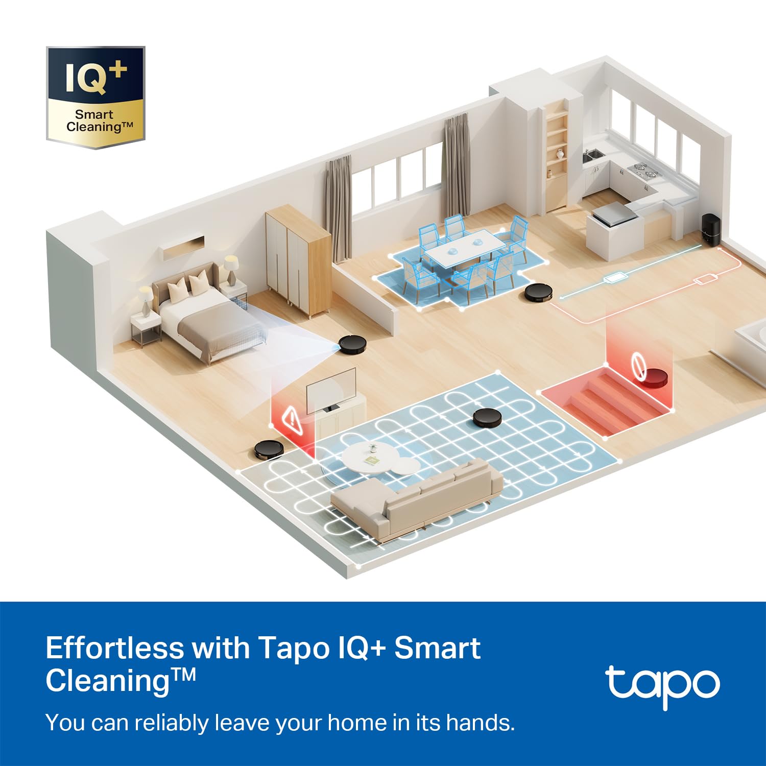 Tapo Ultra-Slim LiDAR Smart Navigation Robot Vacuum and Mop Cleaner, 5300Pa Strong Suction, 97% Dust Pickup Rate, Customizable Cleaning Modes, Self-Charging, Alexa & Google Home Compatible, RV20 Max - Perfect for Hardwood Floors, Carpets, and Pet Hair Removal