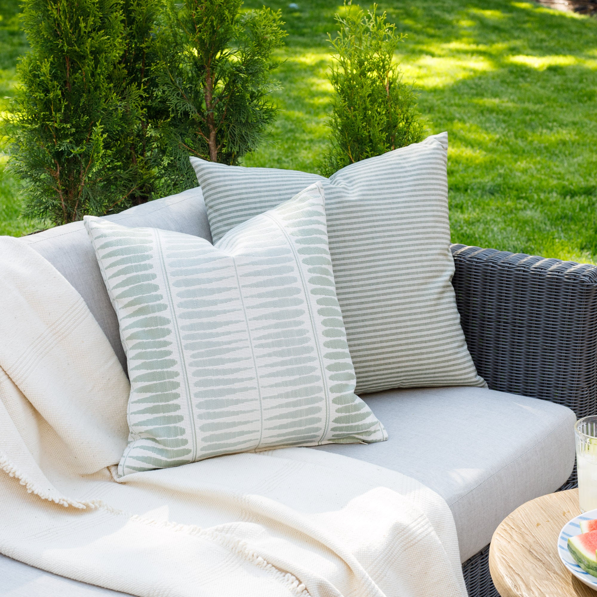 Everly 20x20 Outdoor Pillow - Jade Green Waterproof Decorative Throw Pillow for Patio, Garden, Poolside & Porch - All-Weather Cushion Cover