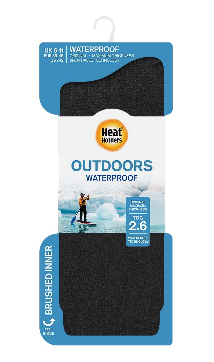 Heat Holders Unisex Black Thermal Waterproof Hiking Socks - Winter Warm Socks for Outdoor Activities, Camping & Snow Sports - Keep Feet Dry & Cozy in Cold Weather