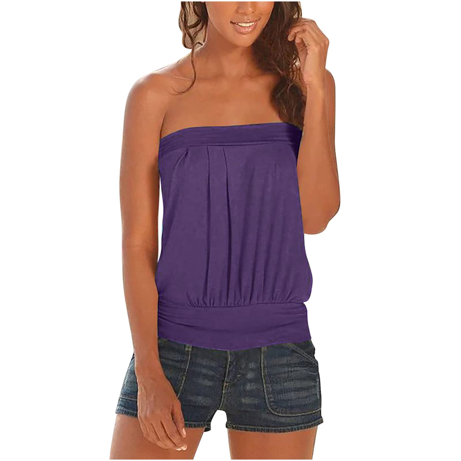 Women's Loose Fit Strapless Tank Tops - Sexy Off Shoulder Tube Tops for Summer, Casual Holiday Blouses & Beachwear | Perfect for Vacations, Parties & Everyday Wear