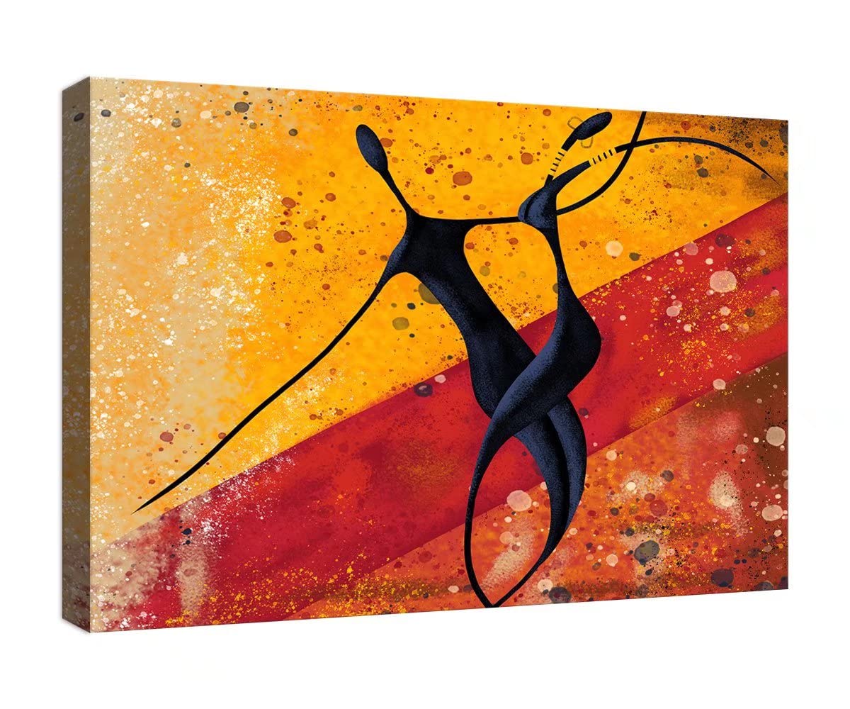 Modern Dancers Oil Painting - African American Couple Wall Art for Bedroom & Living Room