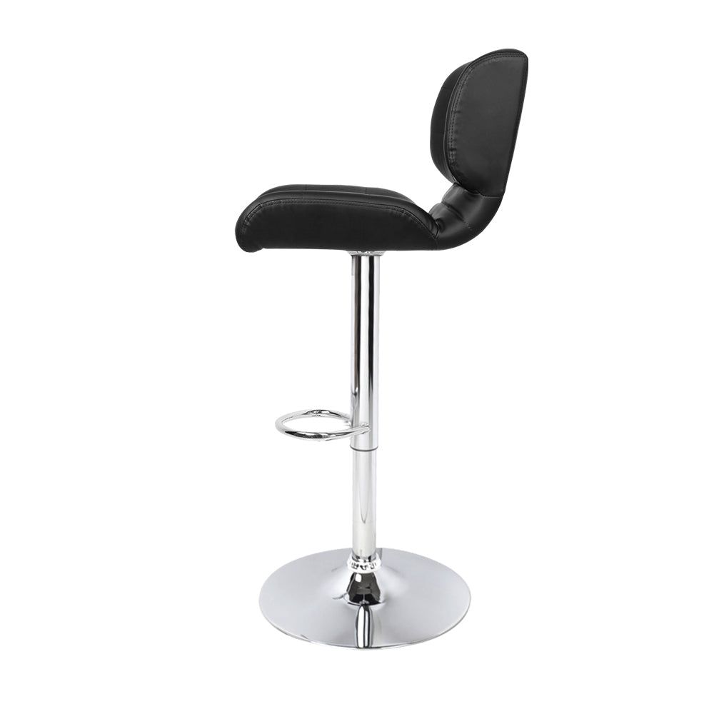 Adjustable Height Bar Stools with Gas Lift Mechanism - Black Leather Padded Counter Stools for Kitchen Island, Breakfast Bar & Home Decor