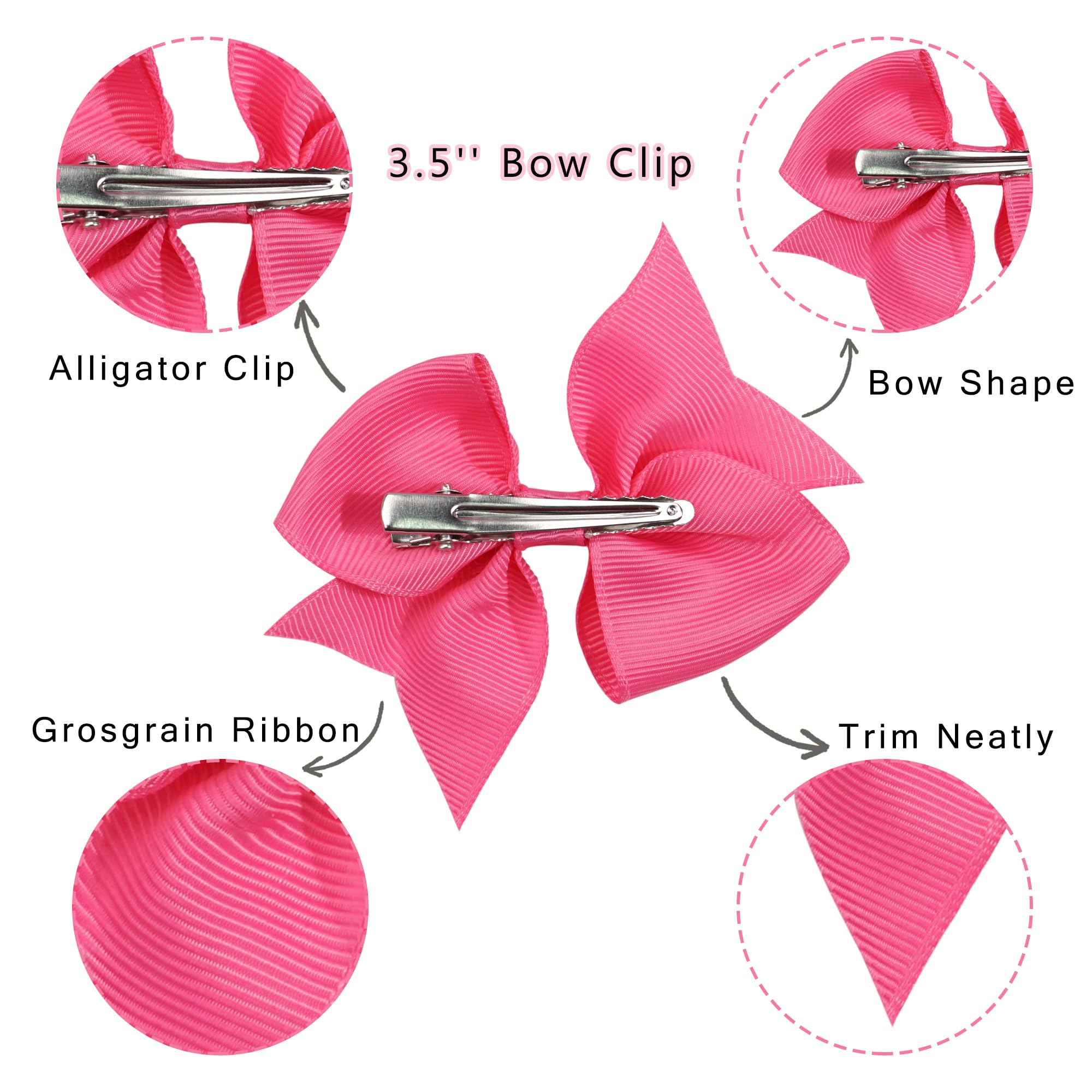 30PCS Girls' Hair Clips Set - 15 Colorful Grosgrain Ribbon Alligator Clips (3.5 Inch) for Toddlers & Kids - Perfect for School, Parties, Holidays & Daily Hair Styling