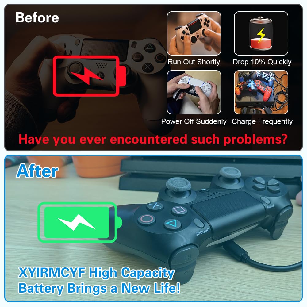 2PCS PS4/LIP1522 Battery (2024 New Upgrade) - 6500mAh High Capacity Rechargeable Battery for PlayStation 4, PS4 Pro DualShock 4 Controllers (CUH-ZCT1E/CUH-ZCT1H/CUH-ZCT1U) - Perfect for Gaming Marathons & Extended Play Sessions