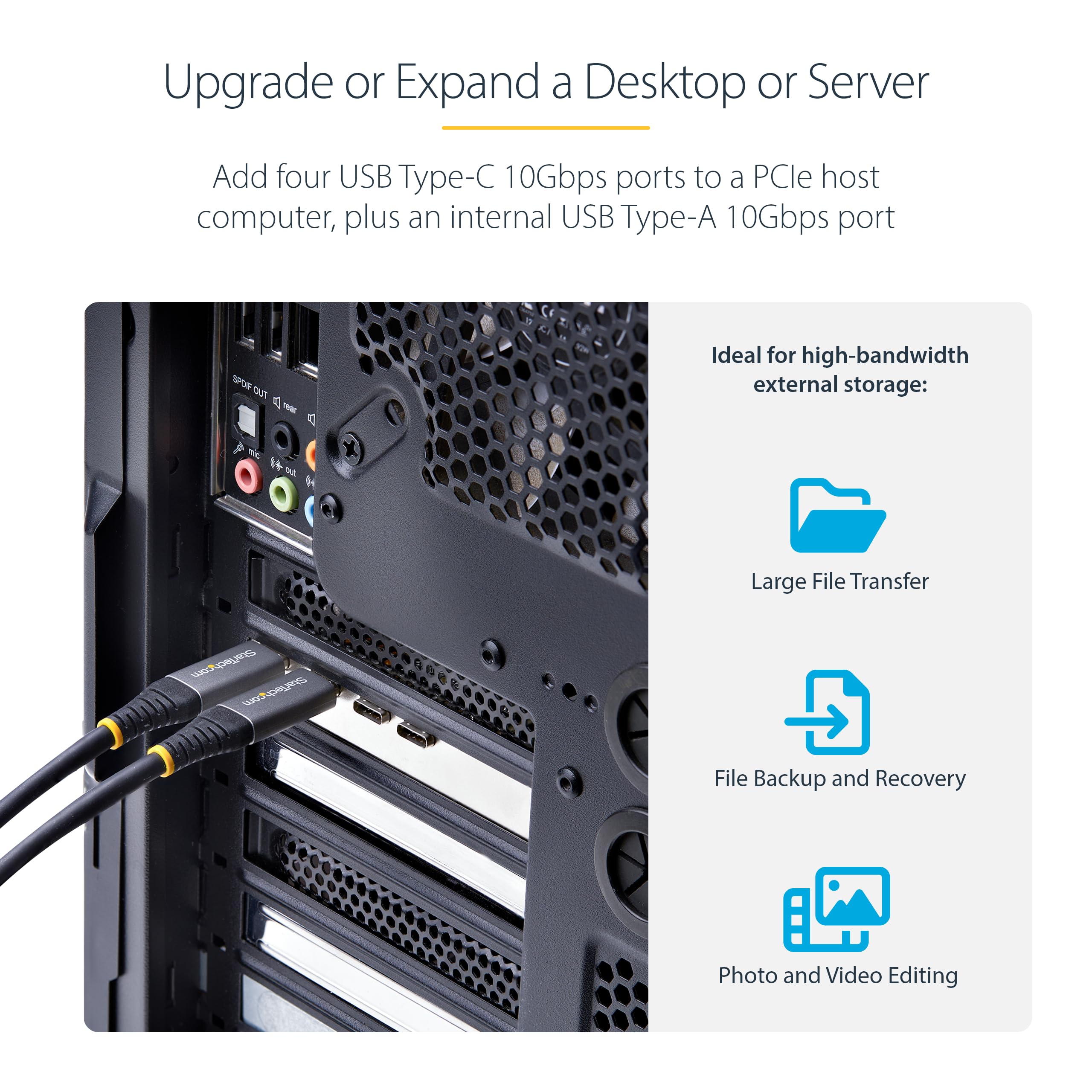 StarTech 5-Port USB 3.2 PCIe Card with 4x USB-C & USB-A for PC Expansion