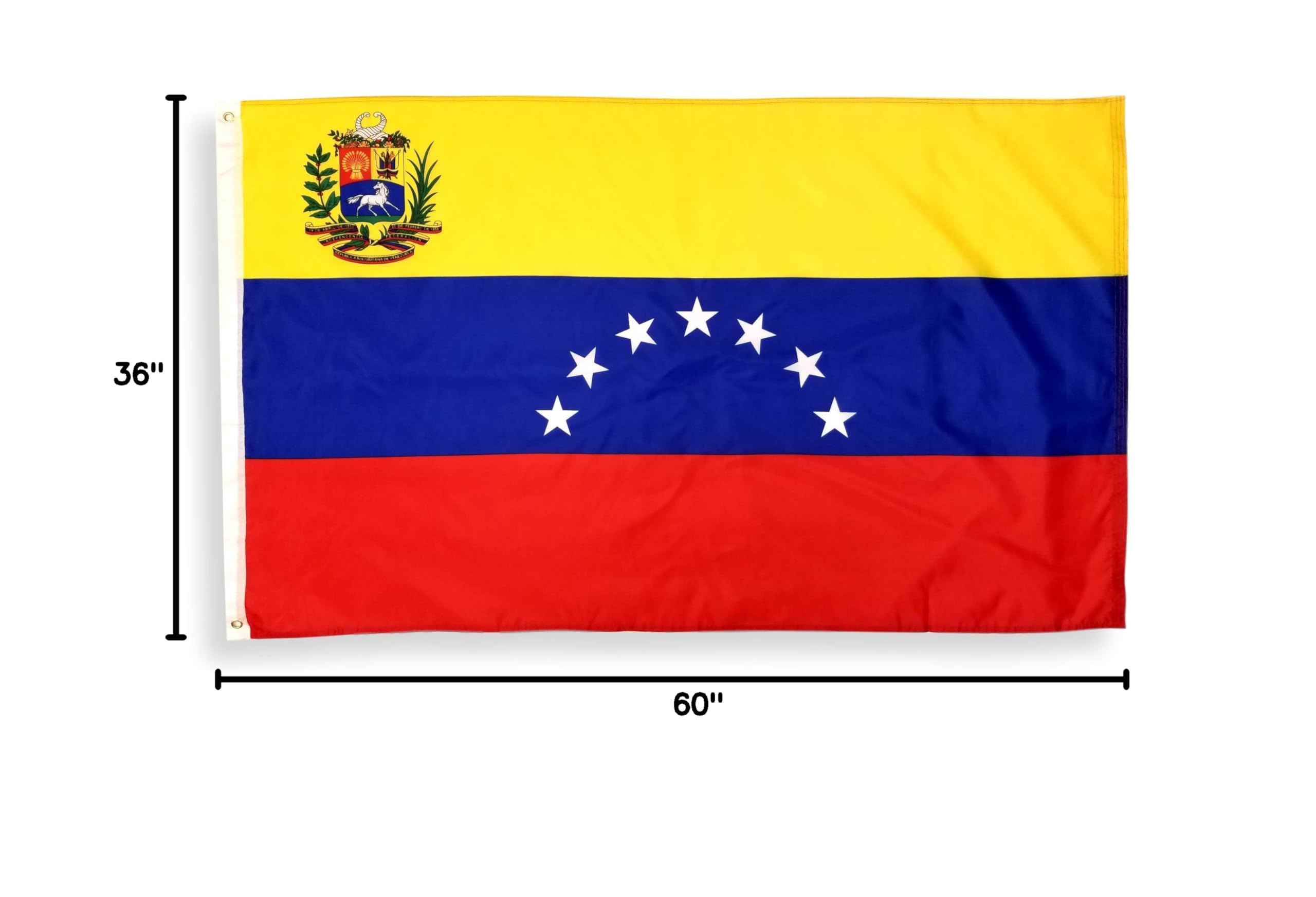 Premium 3x5 Foot Venezuela Flag - 100% Polyester, Double Stitched Edges & Brass Grommets - Durable Venezuelan National Flag for Outdoor, Indoor, Parades & Sporting Events
