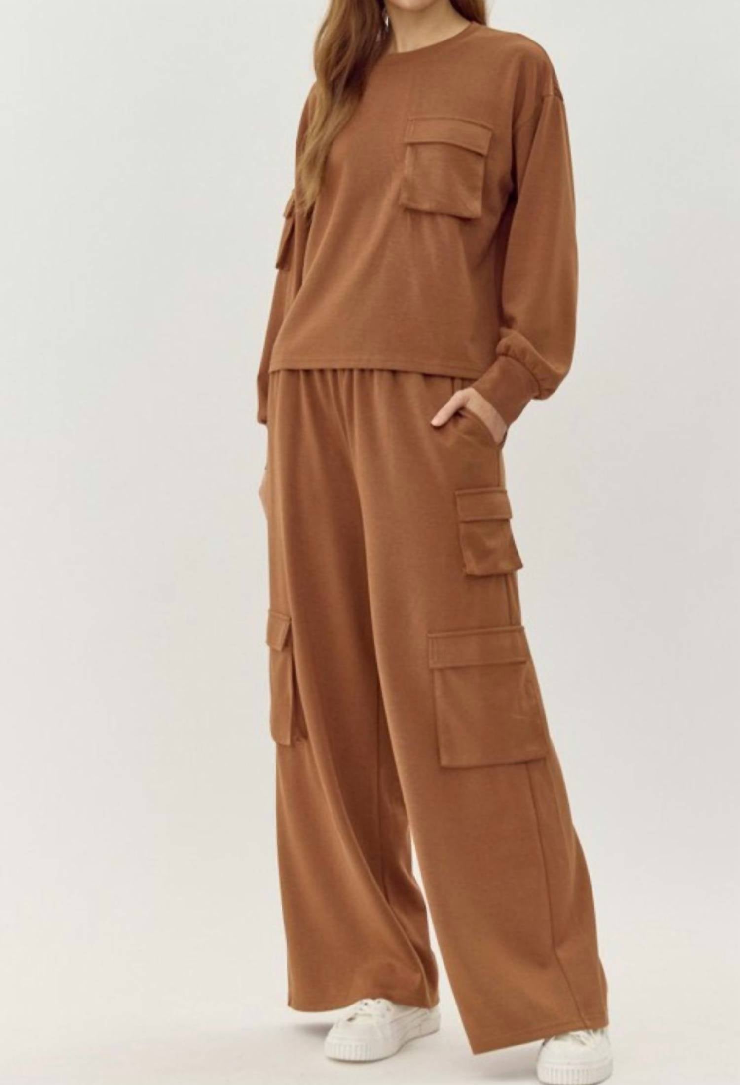 Kendra Matching Separates Set in Coffee & Cream - Stylish Women's Two-Piece Outfit for Casual Wear, Office, and Date Nights