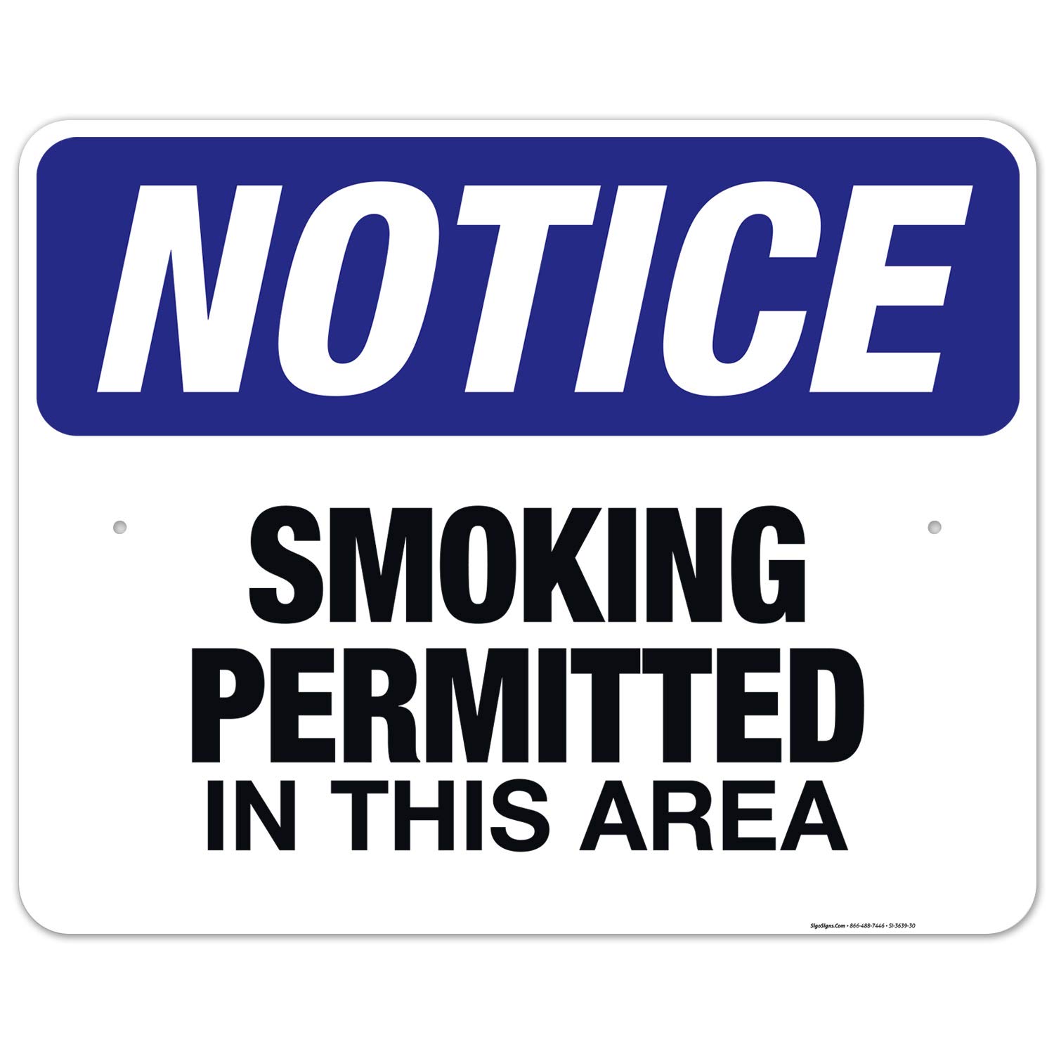 Smoking Permitted in This Area Sign - OSHA Compliant 24x30 Inch Rust-Free Aluminum Notice Sign | Fade-Resistant for Indoor & Outdoor Use | Made in USA | Perfect for Workplaces, Restaurants & Public Areas