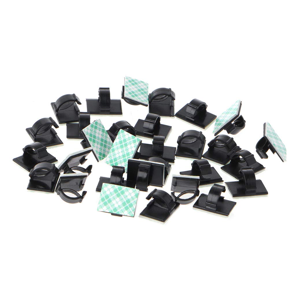 Hanzou 30Pcs Black Car Wire Clips - Self-Adhesive Cable Tie Rectangle Holder Mount for Automotive Wiring Organization (Perfect for DIY Car Accessories & Home Cable Management)