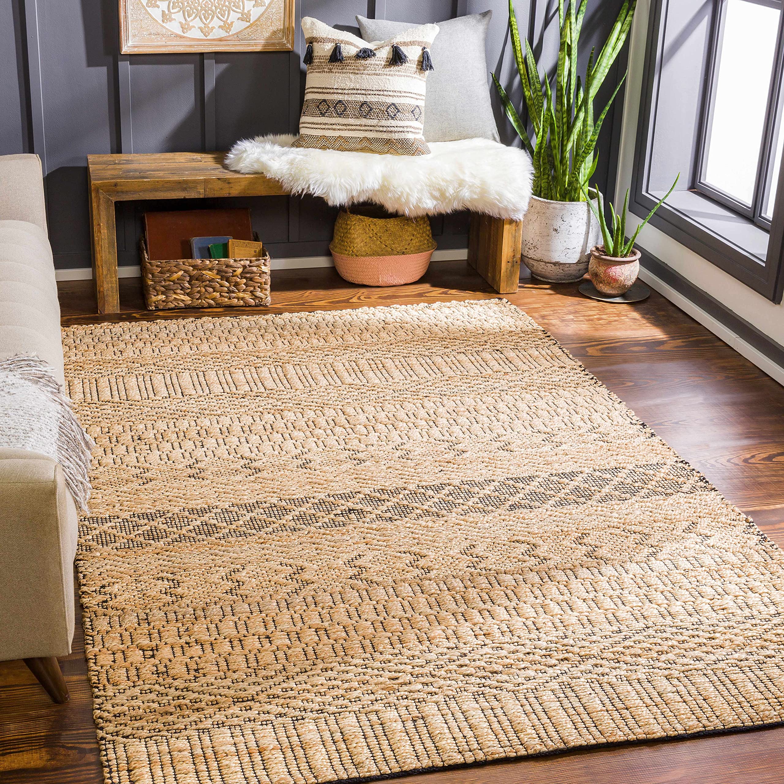 Bohemian Transitional Hauteloom Cloverly Jute Area Rug 8'10
