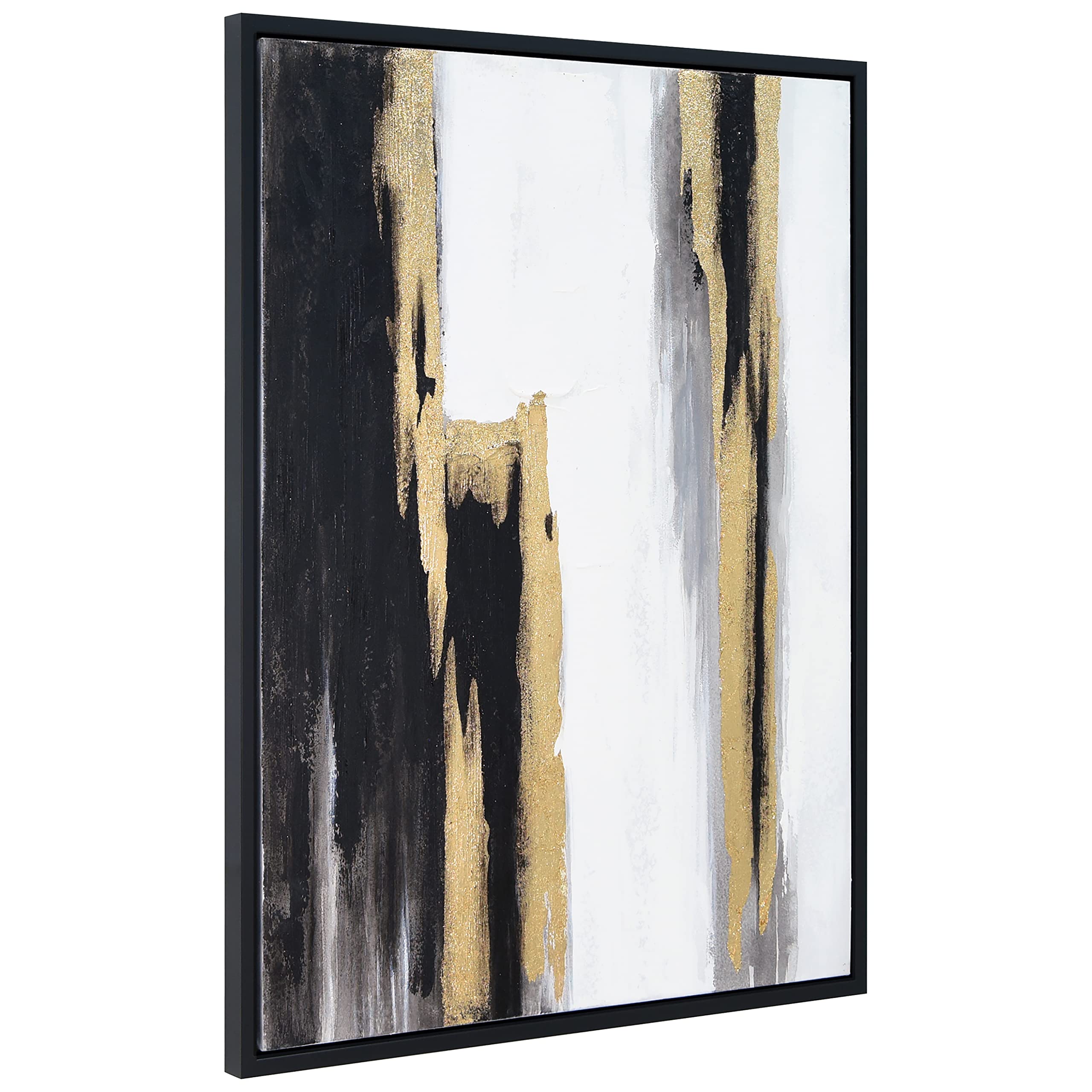 Martin Edwards Hand Painted Abstract Canvas Wall Art - Textured Black Framed Painting 40x30 Inches - Modern Home & Office Decor for Living Room, Bedroom or Gallery Display (Solemn Night Collection)