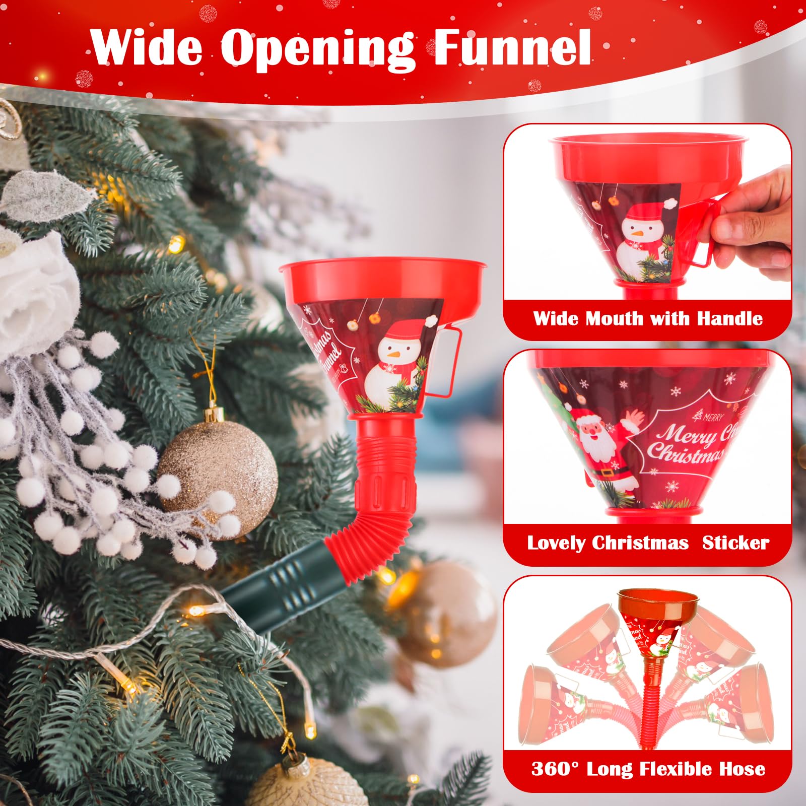 Flexible Christmas Tree Watering Funnel System - 60in Long Wide Mouth Xmas Tree Waterer Device for Large Real Trees | Easy Holiday Decoration & Maintenance