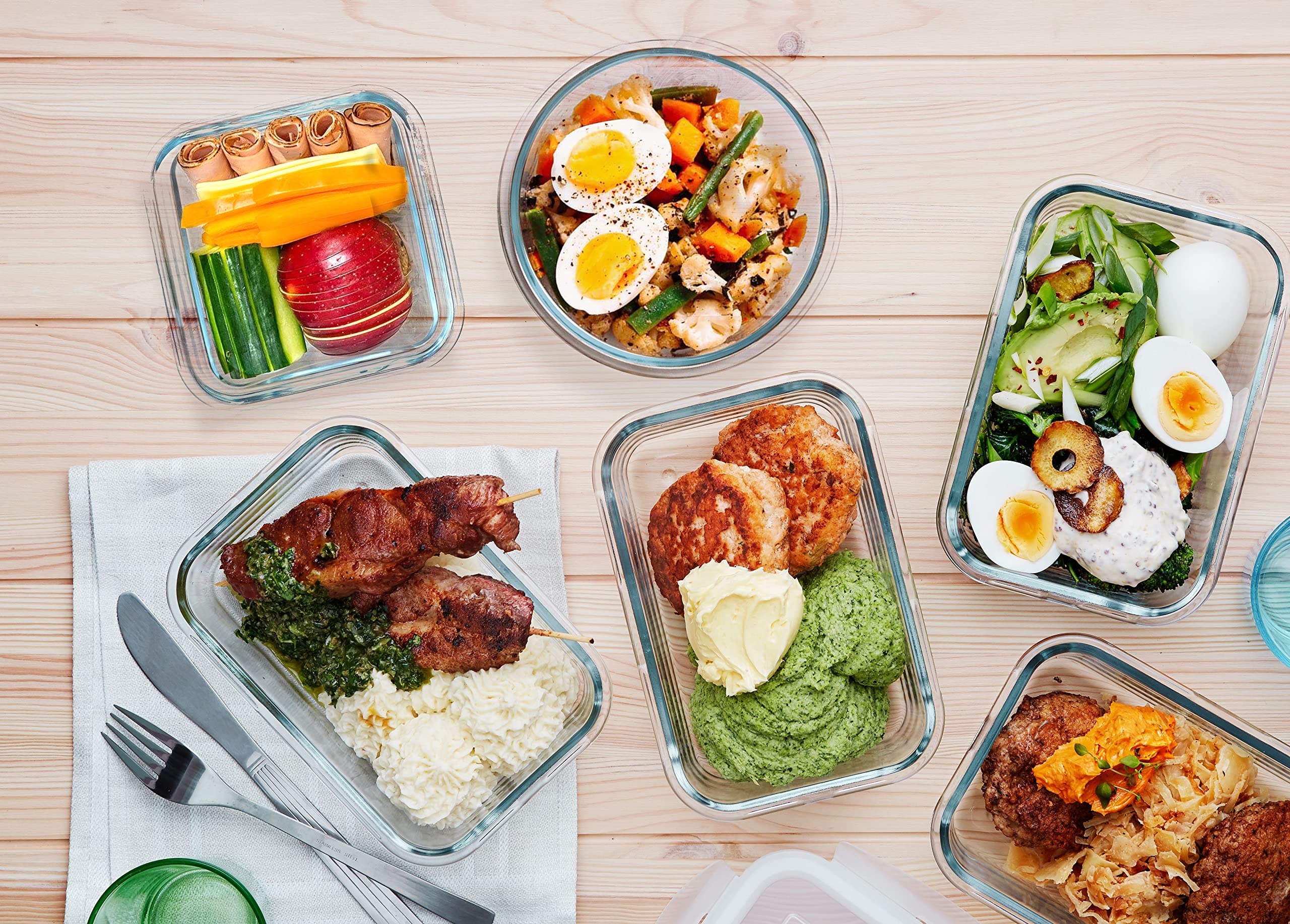 30-Piece Glass Food Storage Containers Set with Upgraded Snap Locking Lids - Airtight Meal Prep Containers for Lunch, Microwave, Oven, Freezer & Dishwasher Safe (Blue) - Perfect for Meal Prepping, Leftovers & Organized Kitchen Storage