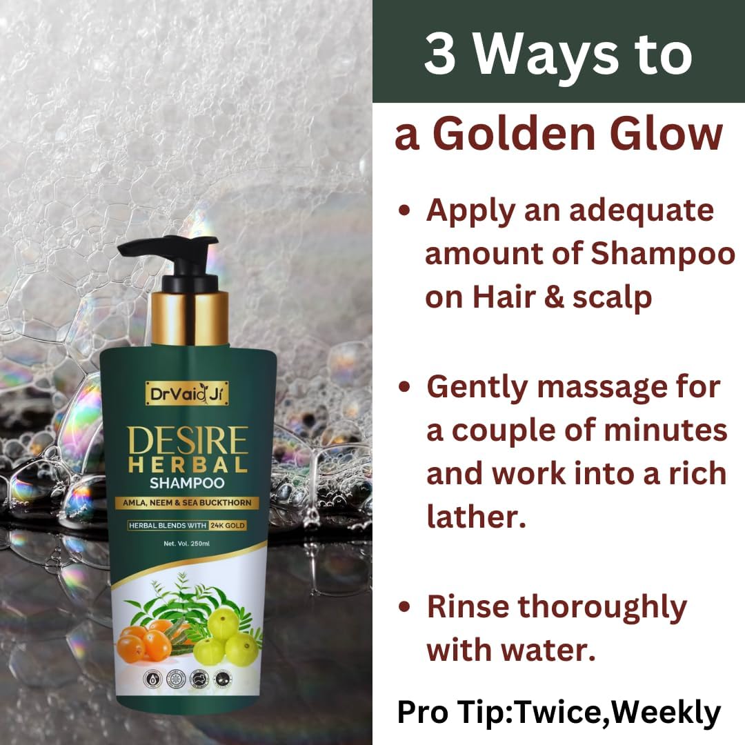Desire Herbal Shampoo for Hair Growth & Scalp Care - Natural Botanical Formula for Dry, Damaged Hair - Perfect for Daily Use at Home & Salon