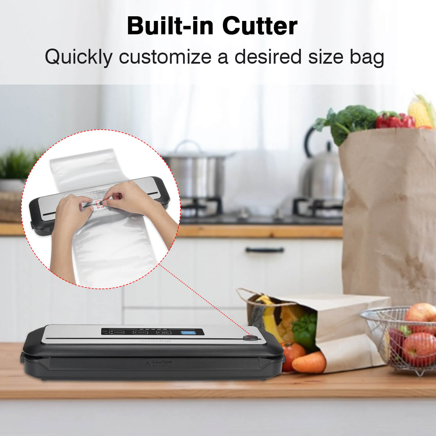 INK VS01 Vacuum Sealer Machine for Food Preservation - Compact & Efficient Vacuum Sealing System for Freshness, Sous Vide, Meal Prep & Storage