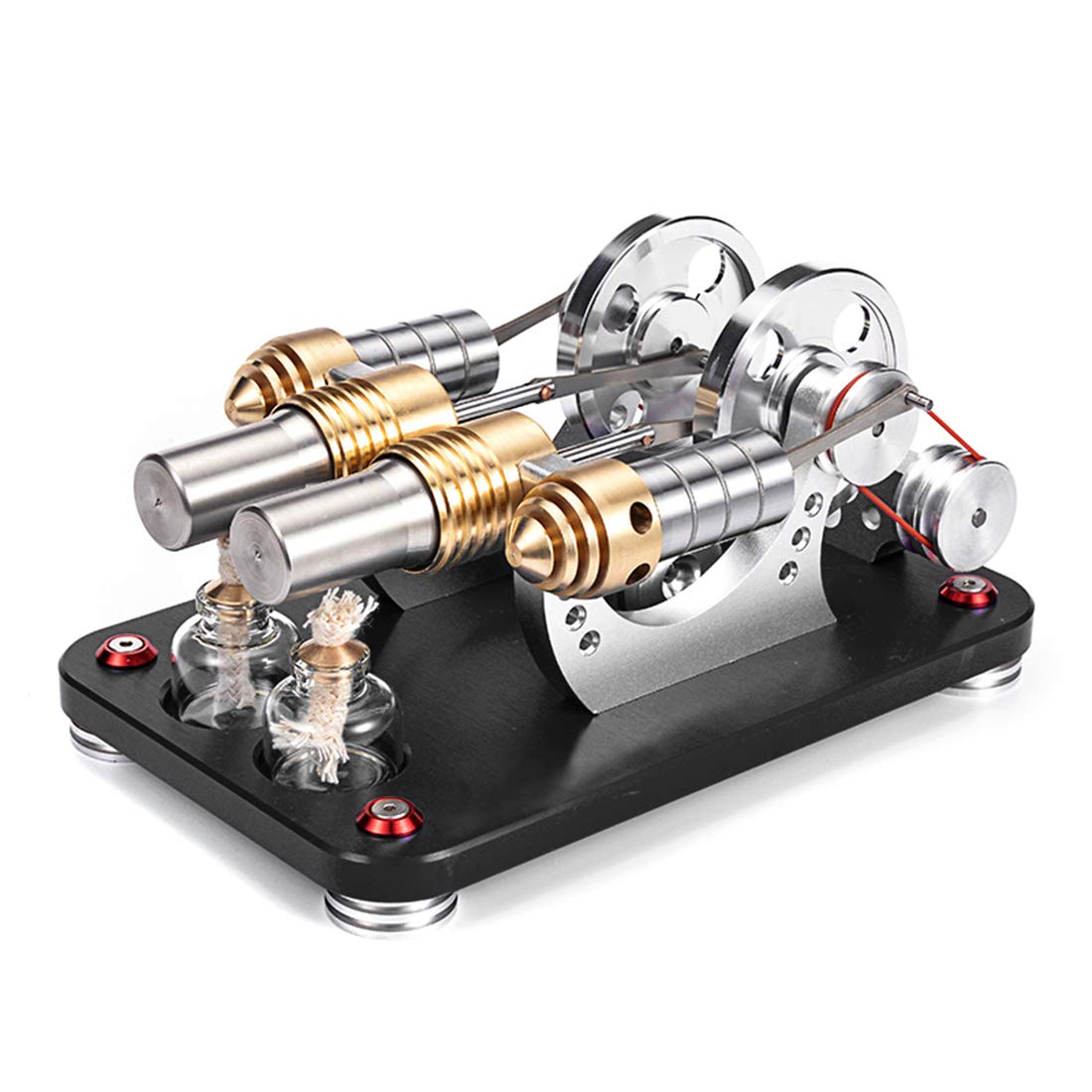 FINER SHOP Two-Cylinder Parallel Stirling Engine Model Kit - Mini Desk Engine Generator, DIY Physics Educational Toy for Adults & Kids - Perfect for Science Projects, STEM Learning & Office Decor
