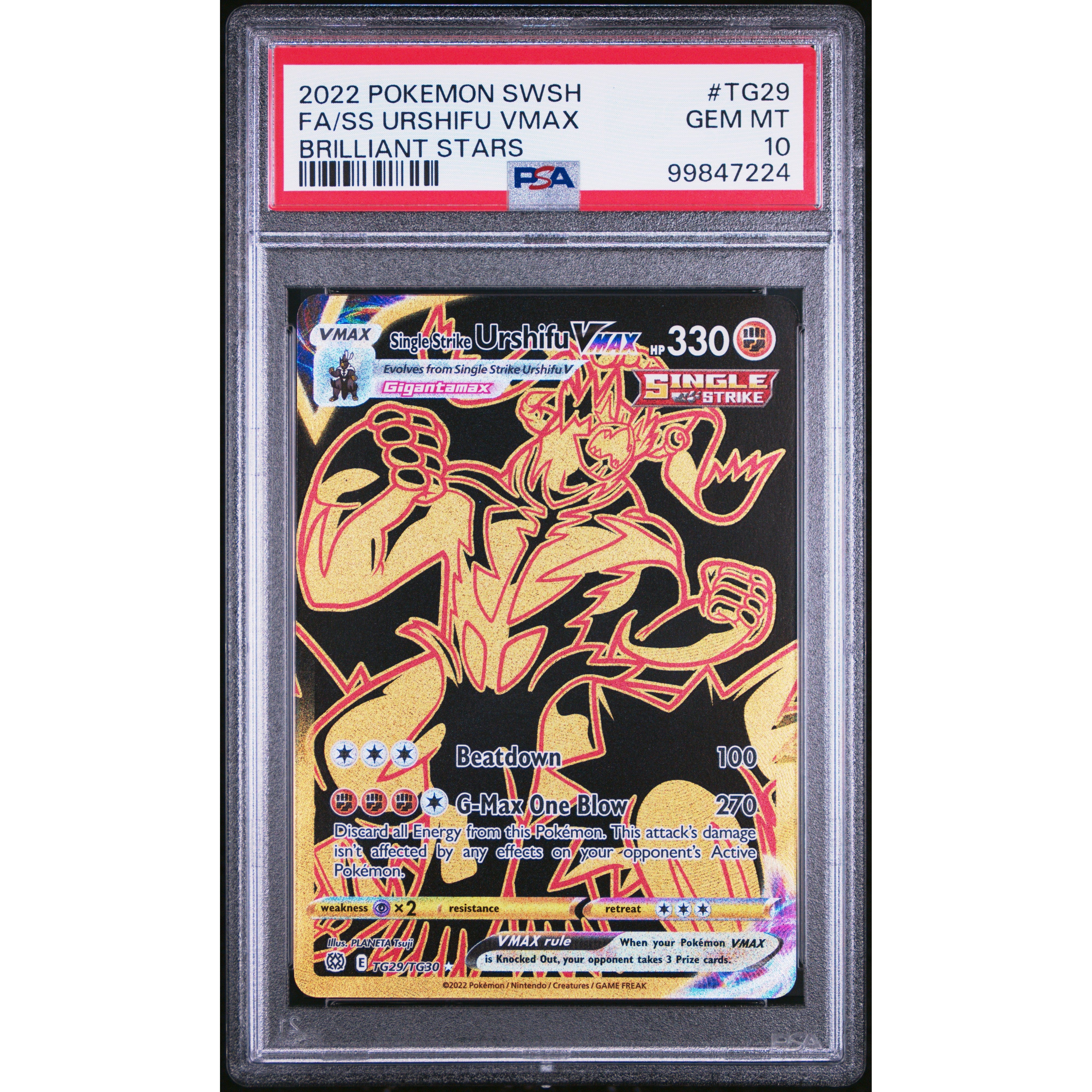 2022 Pokemon Brilliant Stars Urshifu VMAX TG29/TG30 PSA 10 Graded Card - Rare Collectible for Pokemon TCG Players & Investors | Perfect for Display, Trading, and Competitive Play