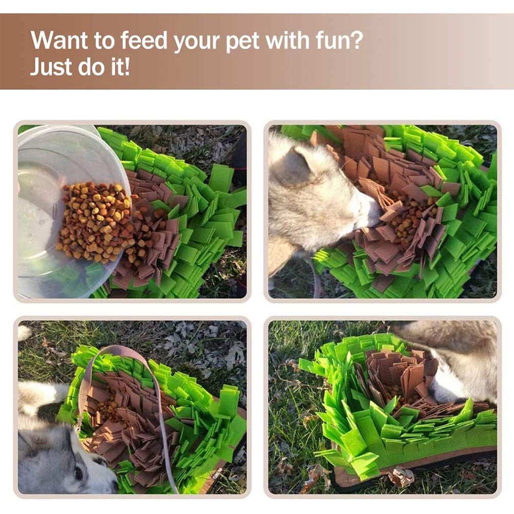 Interactive Pet Snuffle Mat for Dogs & Cats - Slow Feeding Puzzle Toy with Nosework Training Blanket - Encourages Natural Foraging Skills (Green) - Perfect for Mealtime Enrichment & Mental Stimulation