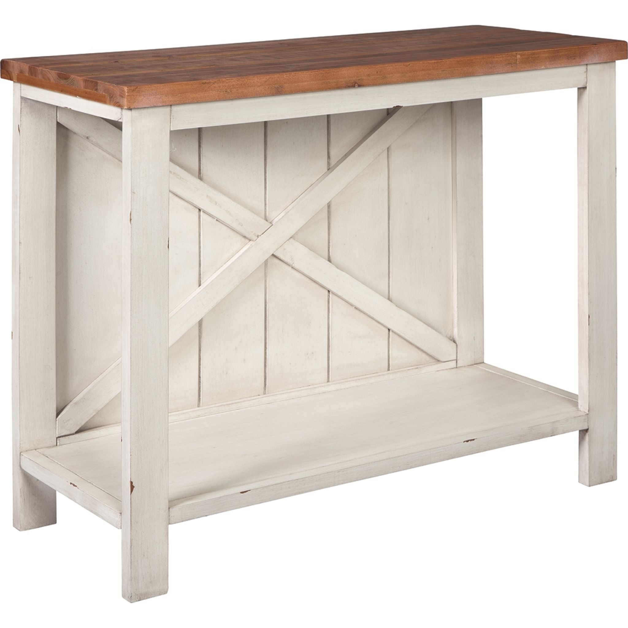 Abramsland Modern Accent Table - White & Brown Finish - Perfect for Living Room, Bedroom, or Entryway Decor