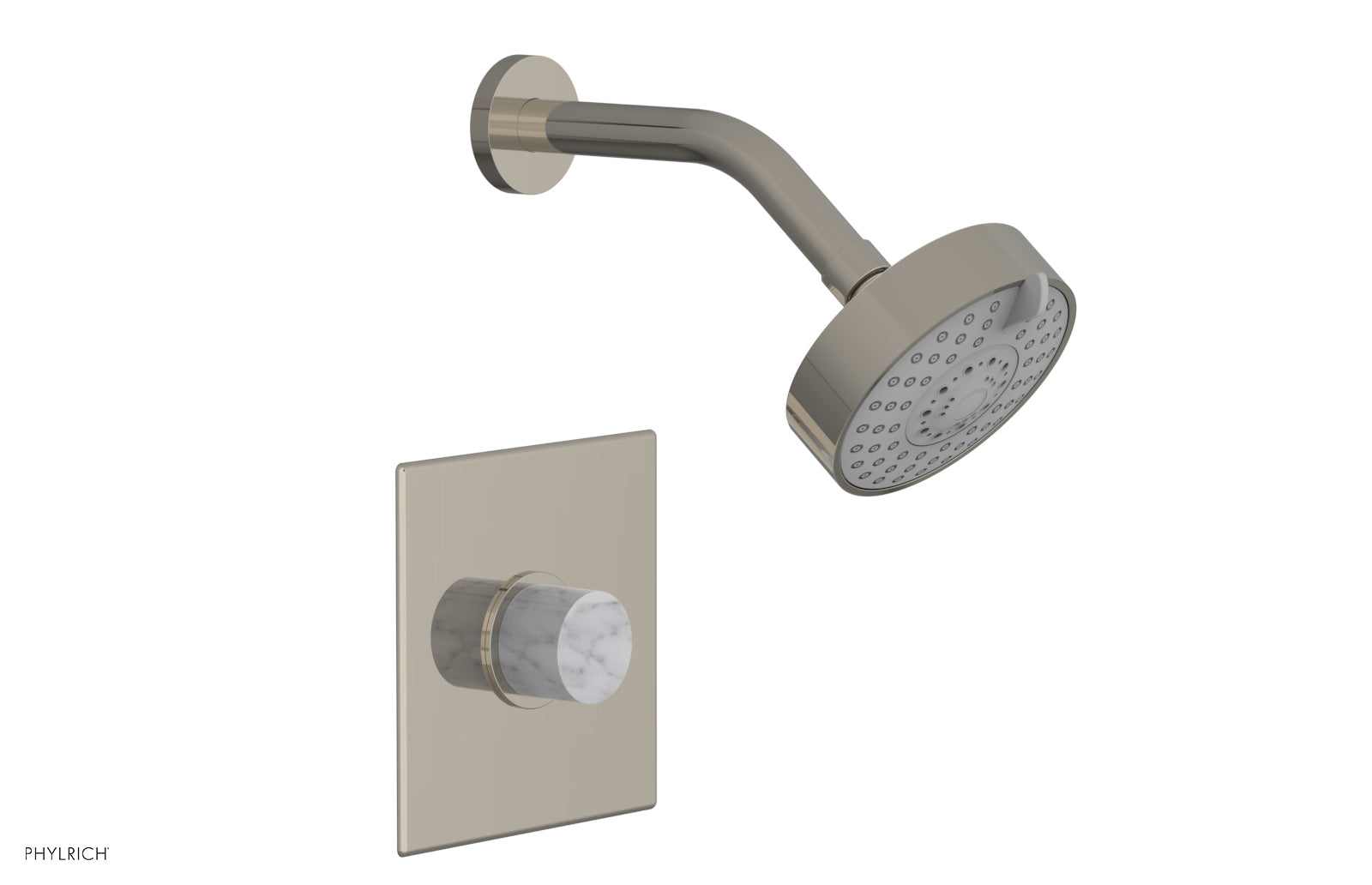 BASIC II Pressure Balance Shower Set with White Marble Handle - 230S 23 Series - Perfect for Modern Bathroom Renovation & Spa-Like Shower Experience