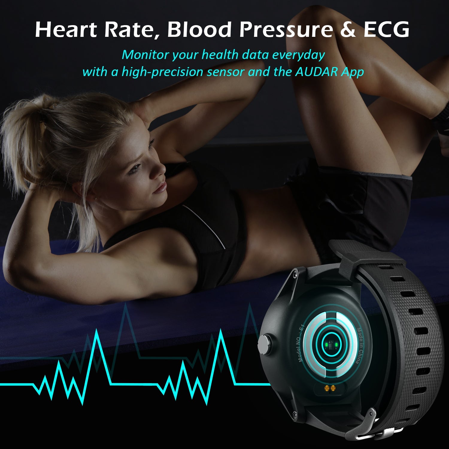 Audar E1 Refurbished Smart Fitness Watch - Heart Rate & Blood Pressure Monitor, Long Battery Life for Active Lifestyles - Perfect for Running, Gym Workouts & Family Health Tracking