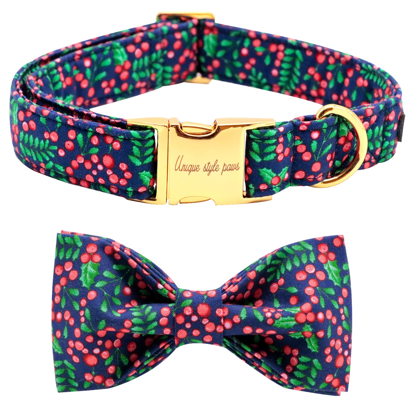 Stylish Christmas Dog Collar with Bow Tie - Adjustable Pet Collar for Large Dogs - Perfect Gift for Boy & Girl Dogs - Holiday Pet Accessories for Festive Parties & Family Photos