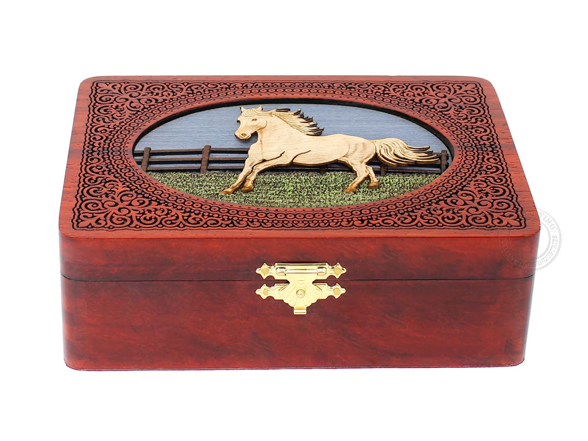 Handmade Wooden Marquetry Keepsake Box - Personalized Engraved Jewelry Box, Memory Box & Watch Storage (6x4 inches) - Perfect Gift for Anniversary, Wedding & Home Decor