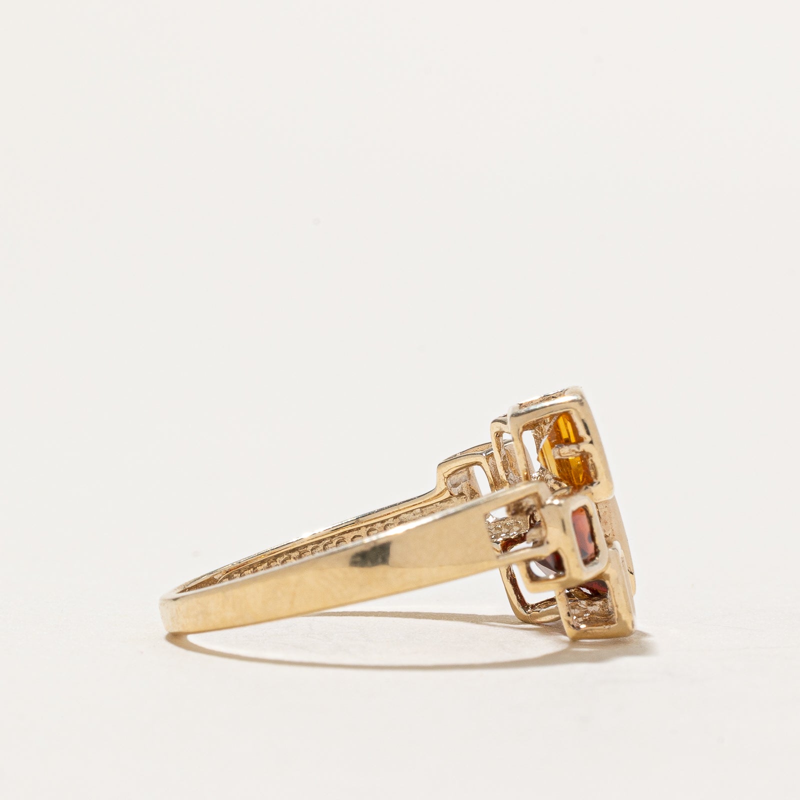 1.35ctw Scattered Garnet & Citrine Abstract Ring - Size 6 | Bohemian Style Statement Jewelry for Women | Perfect for Weddings, Parties & Everyday Wear