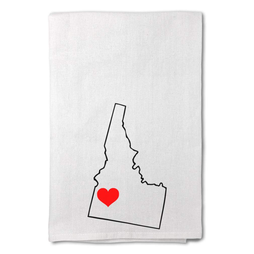 Custom Printed Flour Sack Kitchen Towels - Idaho Heart Love States Design - Soft & Absorbent Dish Towels for Cooking, Baking & Home Decor