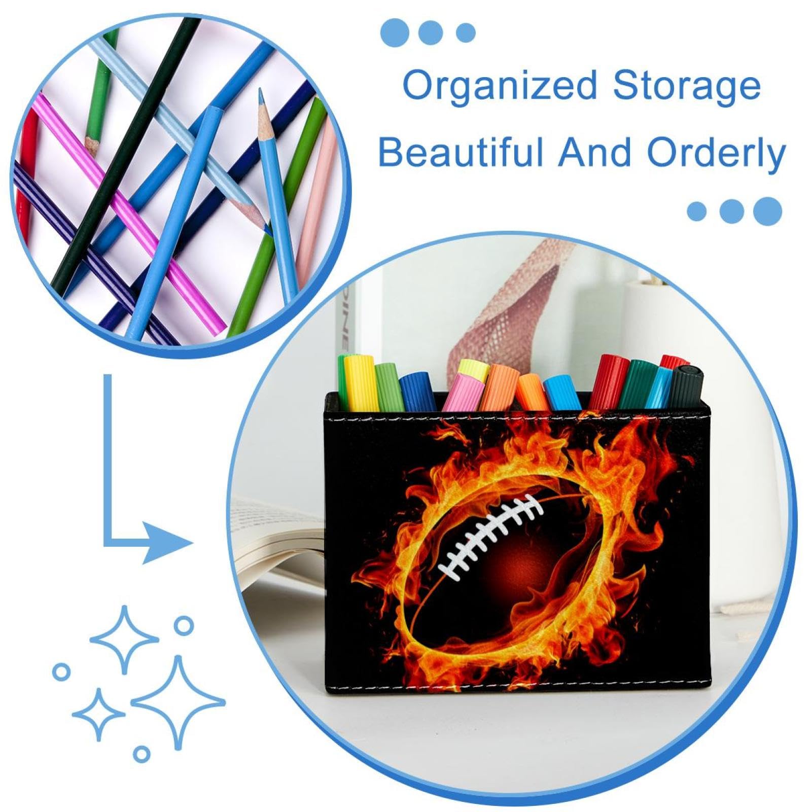 Football-Themed Pen Holder for Desk - Stylish Pen Organizer with American Football Design - Perfect Desk Accessories for Office, School & Home Organization