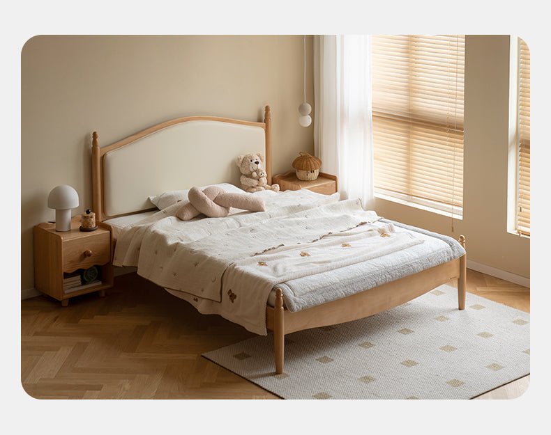 Solid Wood Princess Bed - Beech & Oak Wooden Toddler Bed for Girls - Perfect for Kids' Bedrooms, Nursery, and Playroom Decor