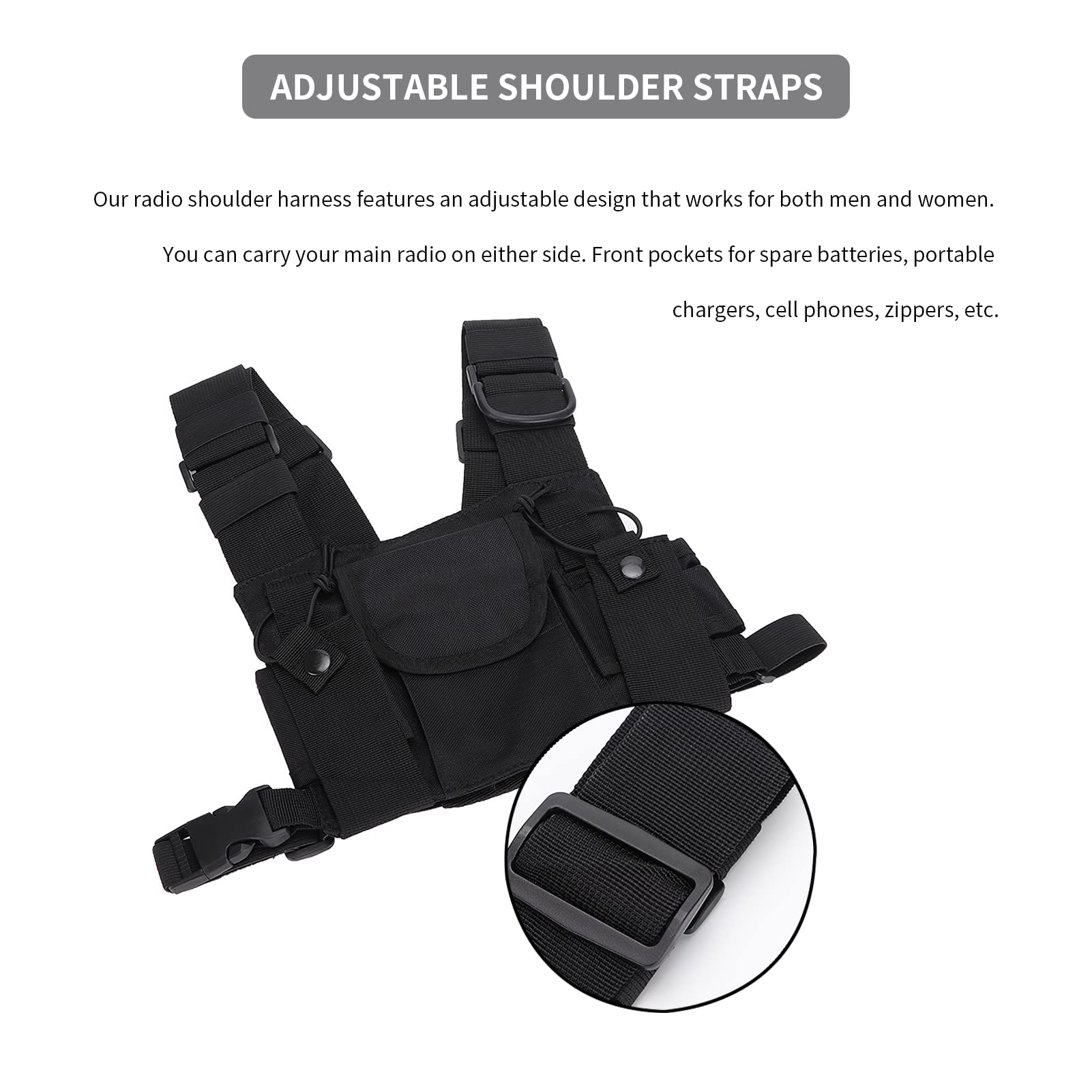 Military-Grade Tactical Radio Holster - Universal Chest Pouch for Walkie Talkies, Durable Firefighter Gear with Harness - Perfect for Workshops, Construction Sites & Emergency Response Teams