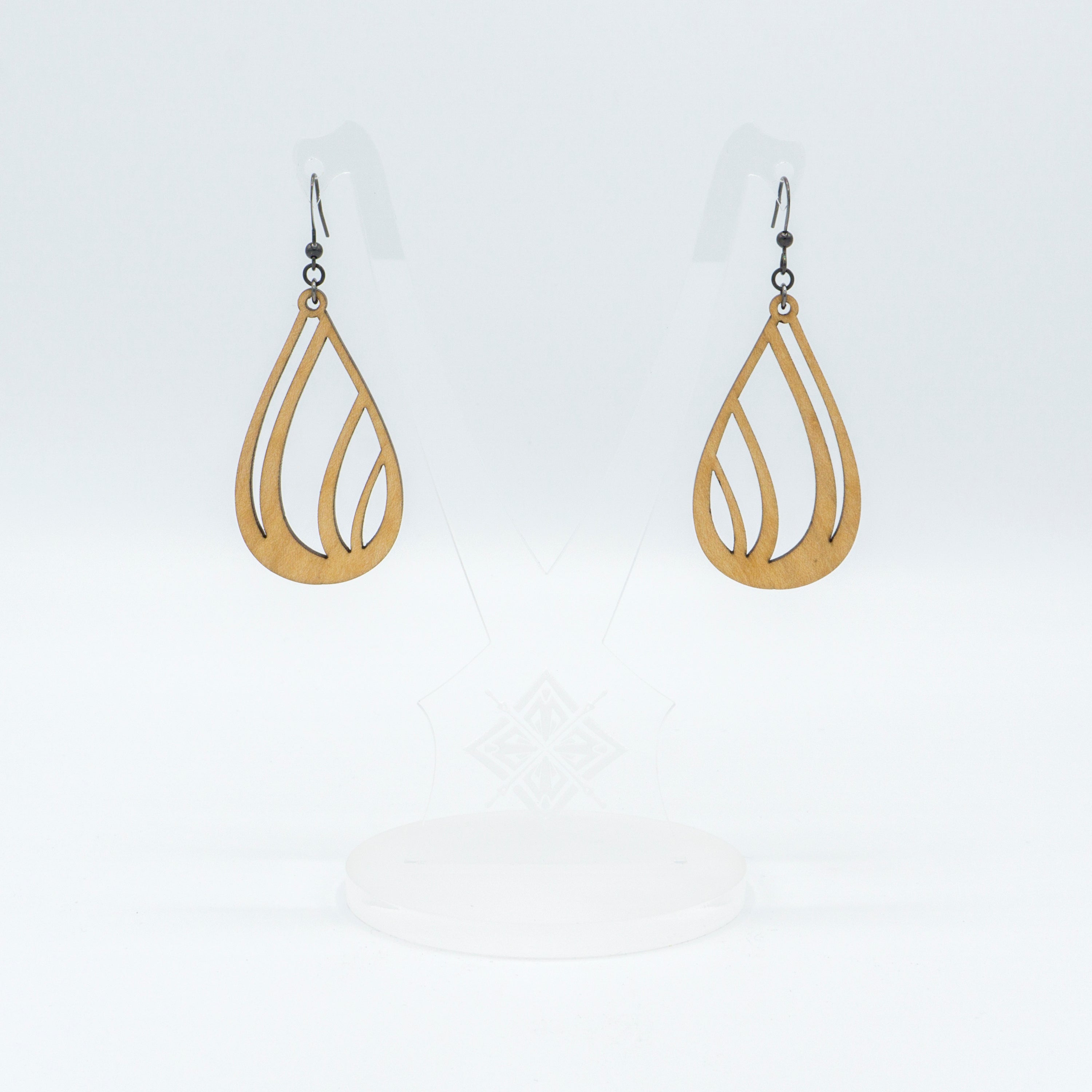 Handmade Maple Wood Earrings - Lightweight & Hypoallergenic Drop 03 [S] // Boho Chic Dangle Earrings for Women - Perfect for Casual Wear, Parties & Special Occasions