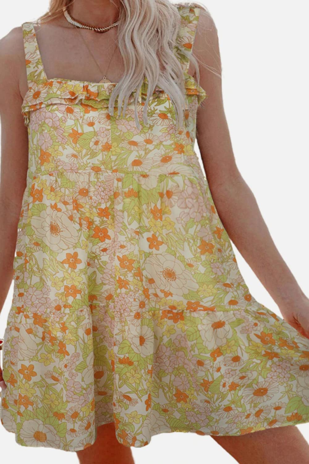 Elegant Multicolor Floral Chiffon Tie Dress for Women - Summer Beach Party, Wedding Guest & Cocktail Outfit
