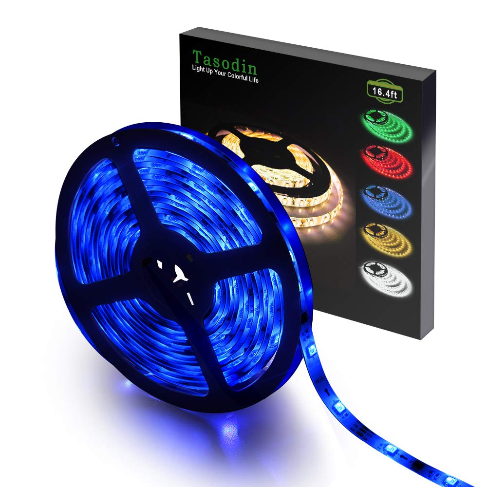 16.4ft LED Strip Lights 300 LEDs 2835 SMD Flexible Light Strips for Home, Kitchen, Bedroom, Bar - Blue (Power Supply Not Included) | Perfect for Accent Lighting, Under Cabinet, and Party Decorations