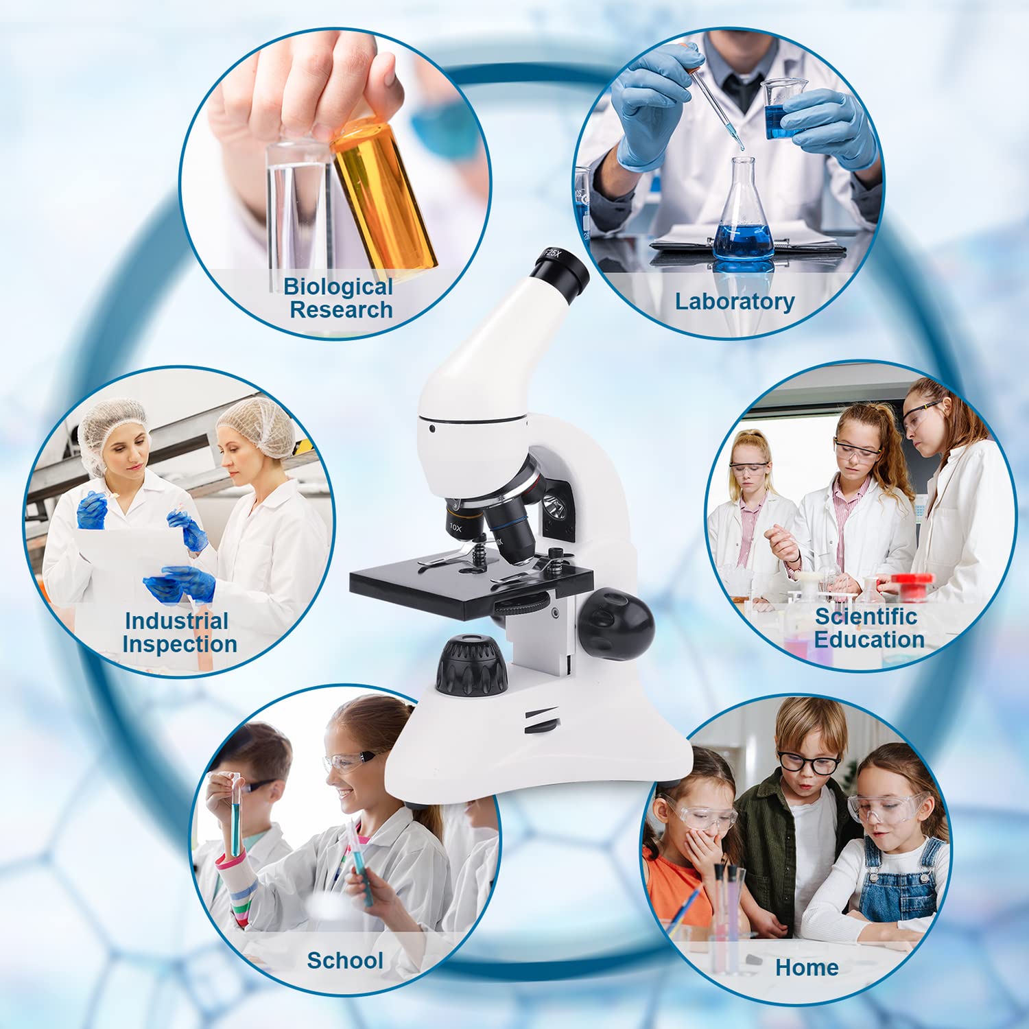 USCAMEL 100X-2000X Biological Compound Monocular Microscope Kit with LED Illumination, Slides & Phone Adapter - Professional & Beginner Microscope for Adults, Kids, Students - Perfect for School Labs, Home Education & Scientific Exploration