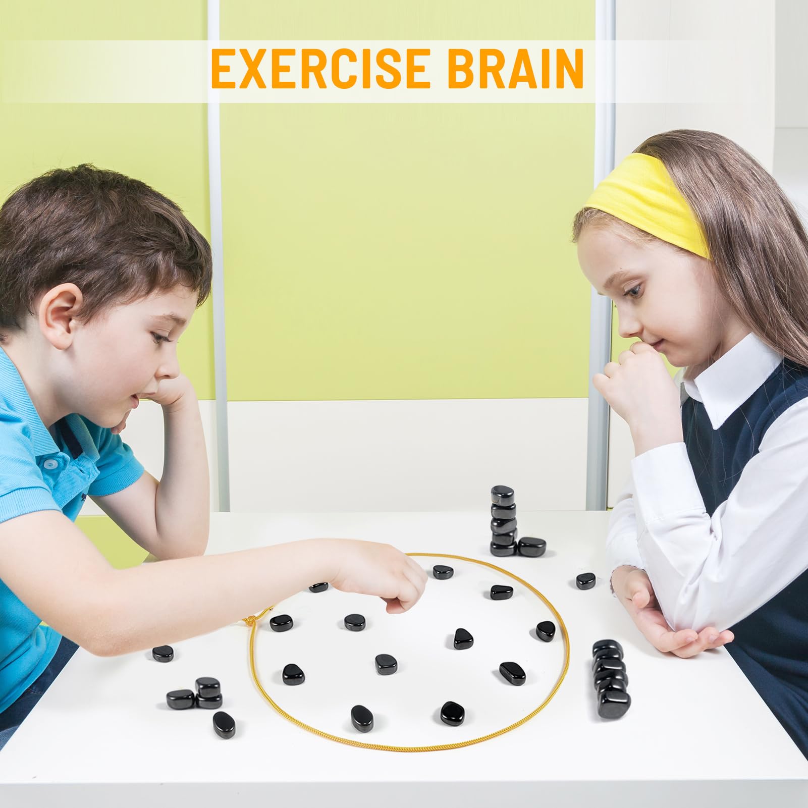 Magnetic Chess Set with Stones & String - Portable Travel Chess Game for Kids & Adults - Fun Strategy Board Game for Family Game Night, Road Trips & Outdoor Activities