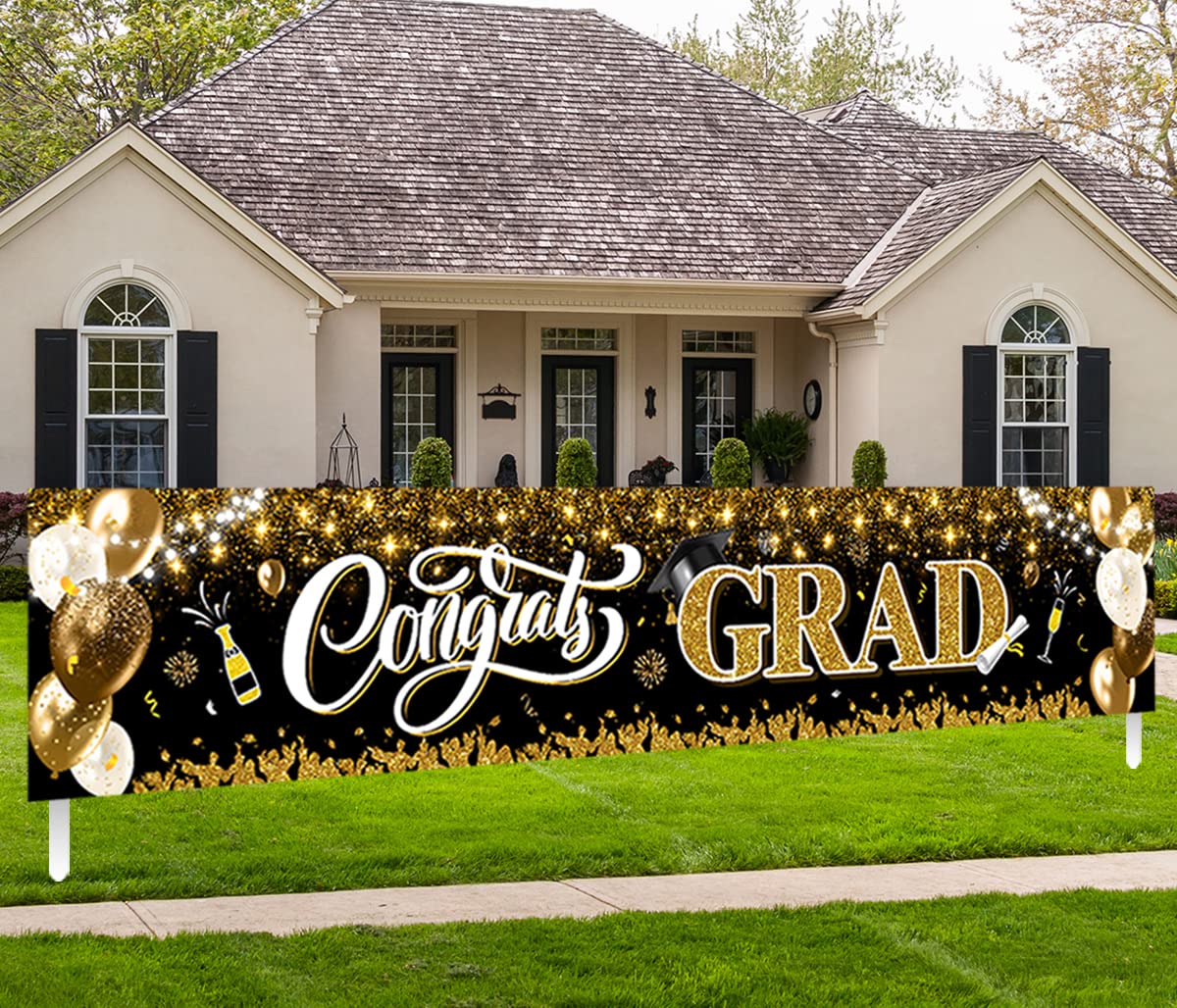 2025 Graduation Party Decorations - Congrats Grad Yard Sign Banner for Class of 2025 - Outdoor Lawn Decor for High School & College Graduation Celebrations