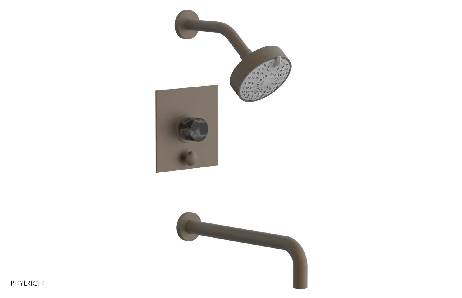 BASIC II 12 Pressure Balance Tub and Shower Set - Black Marble Finish (230S 28 12) | Perfect for Modern Bathroom Renovations & Spa-Like Showers